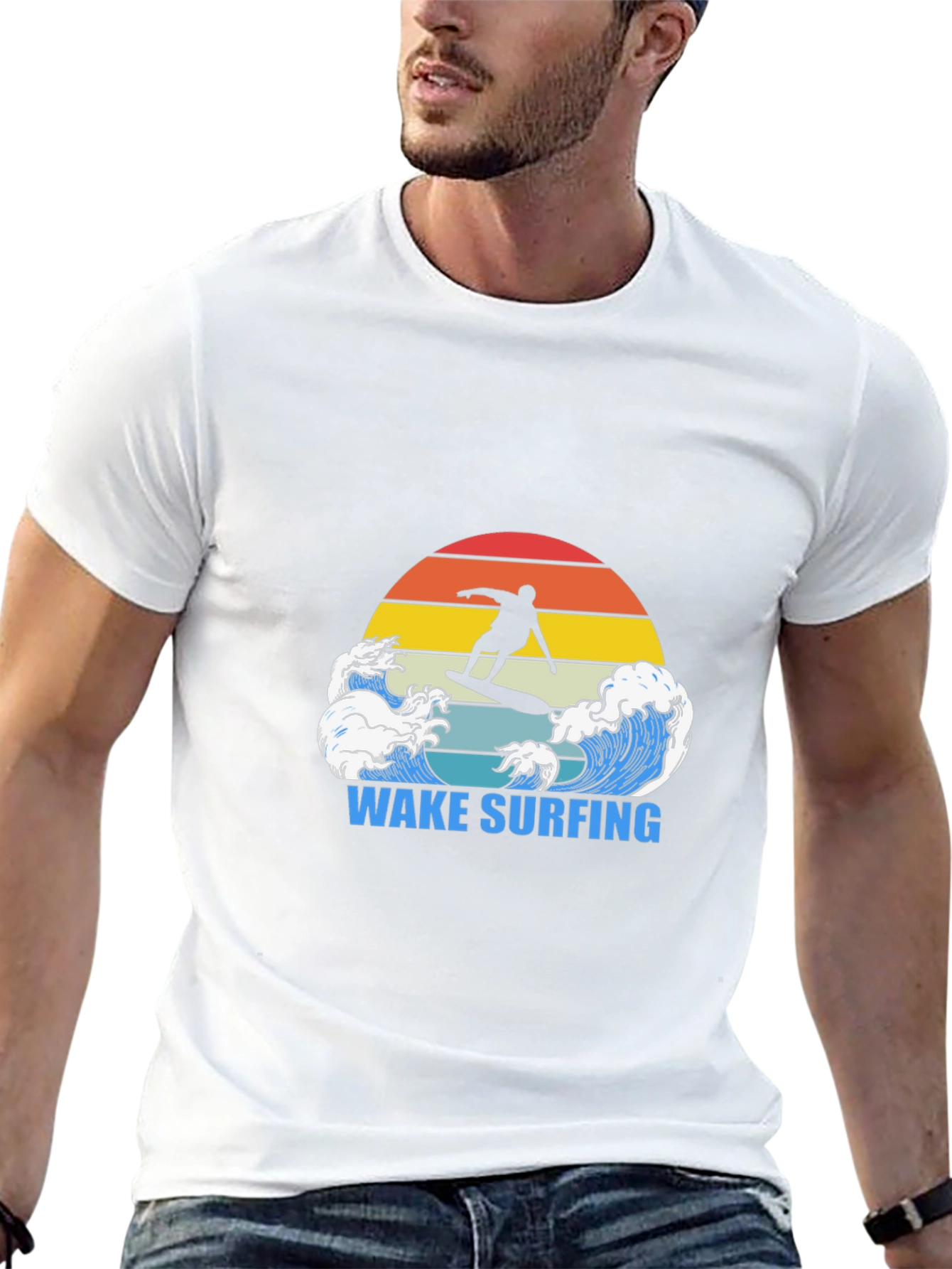 Wake Surfing T-Shirt Surfer Graphic Tee Cool Summer Top