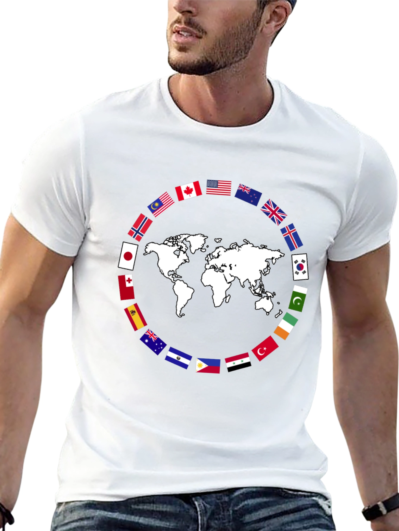 World Flags Graphic T-Shirt