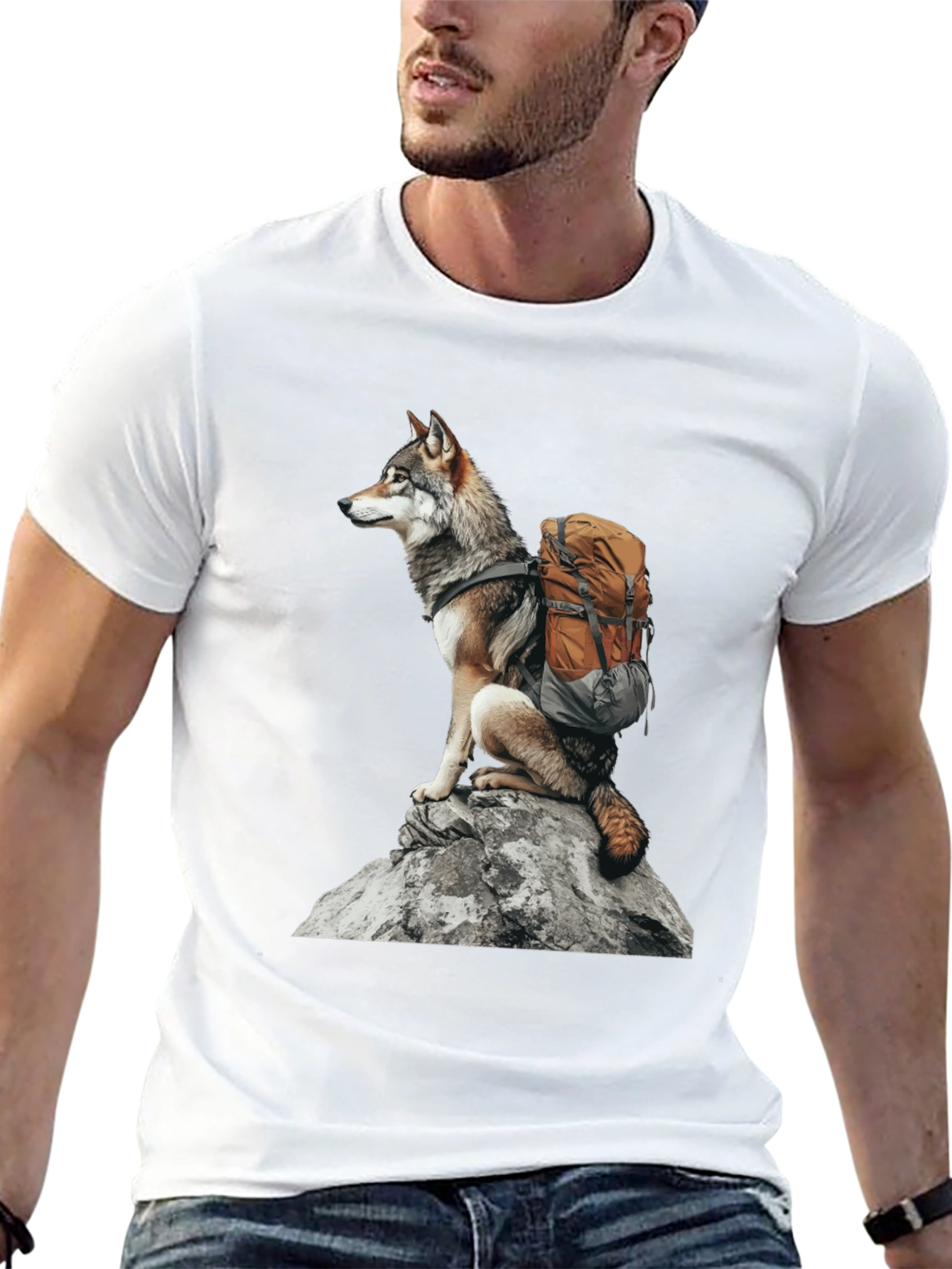 Wolf Hiking T-Shirt - Nature Adventure Tee