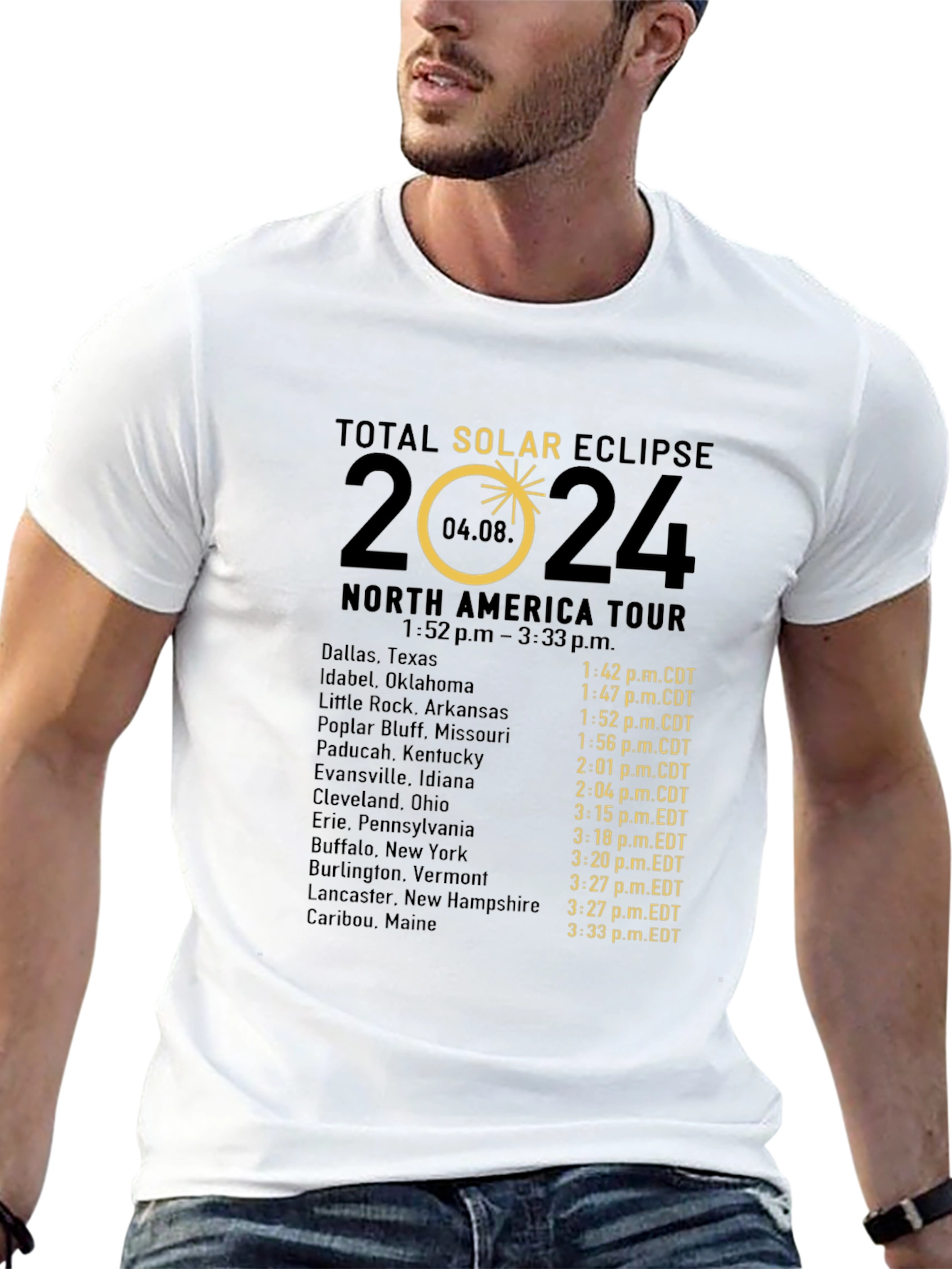 Total Solar Eclipse 2024 North America Tour T-Shirt
