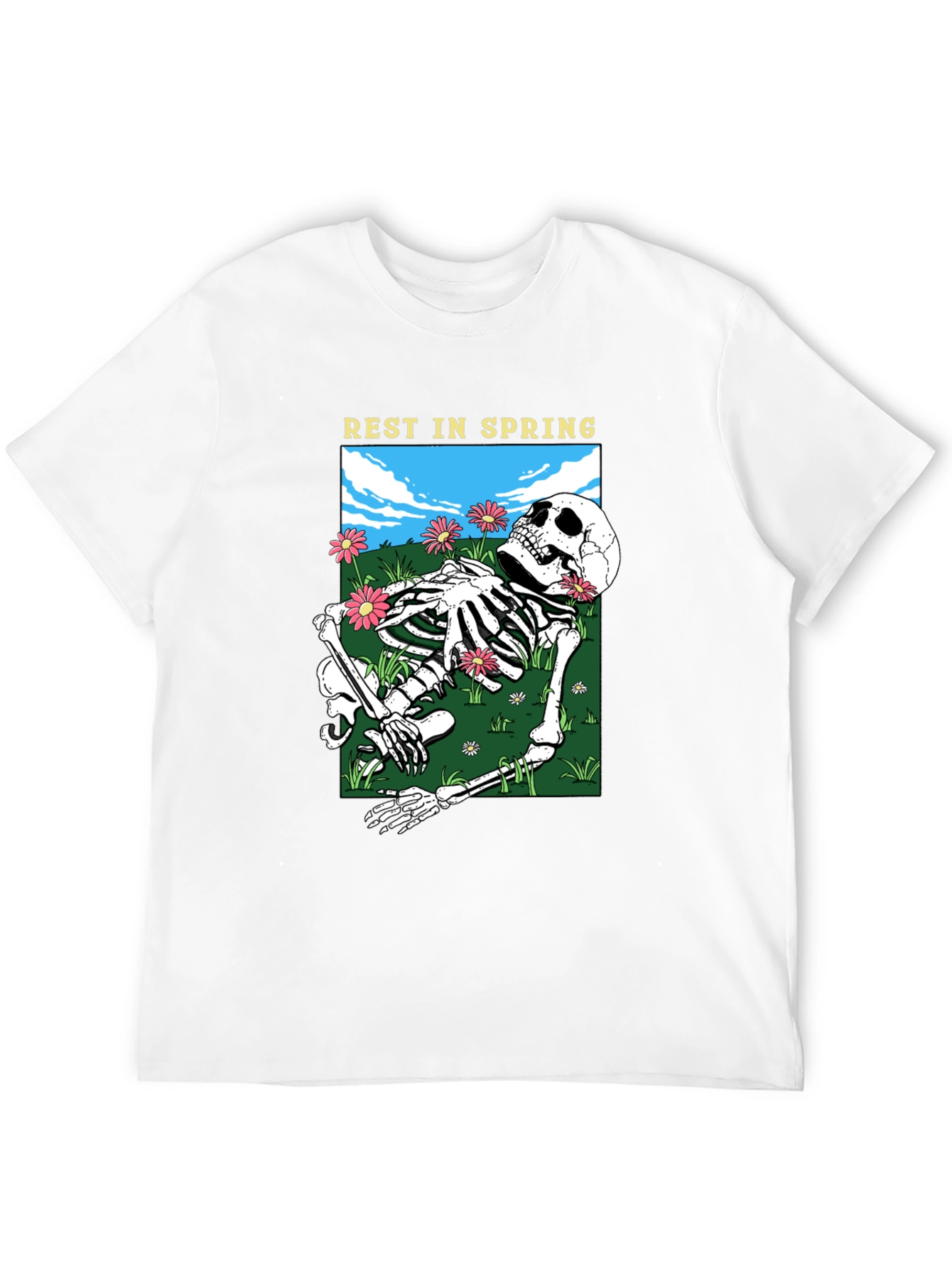 Rest in Spring Skeleton Graphic Tee - Black