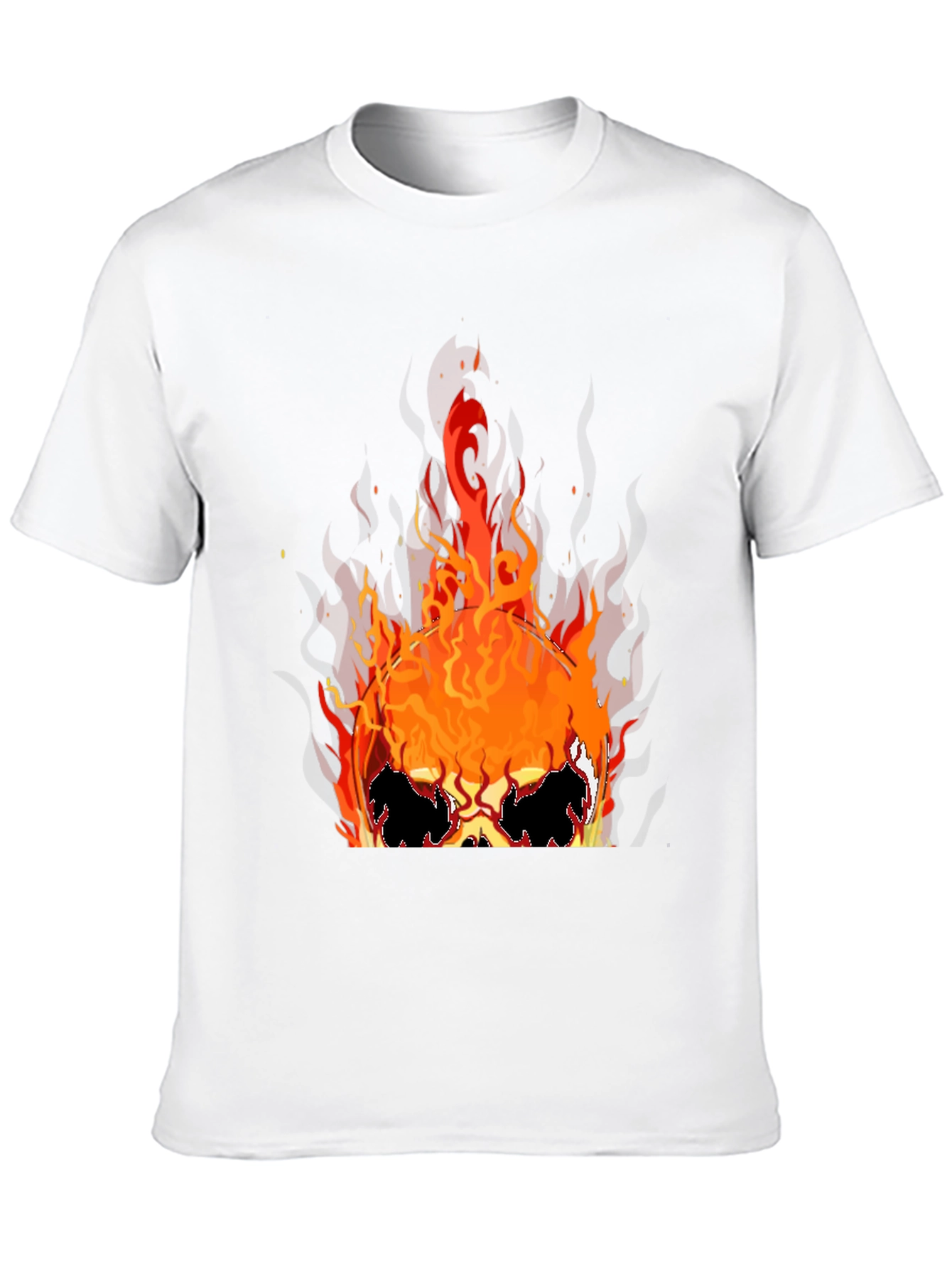 Flaming Skull Graphic Tee - Black