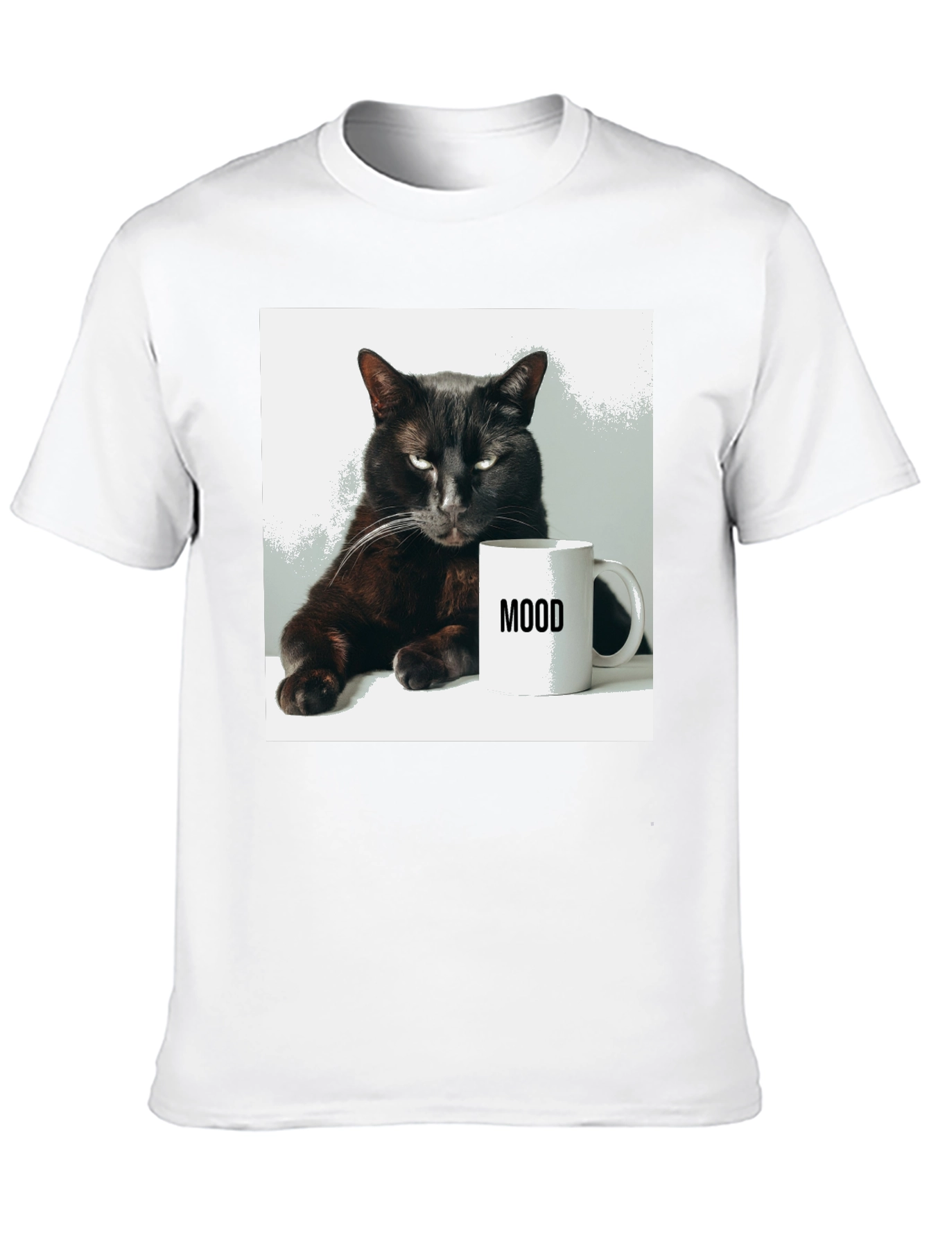Moody Cat Graphic Tee - Black Unisex T-Shirt