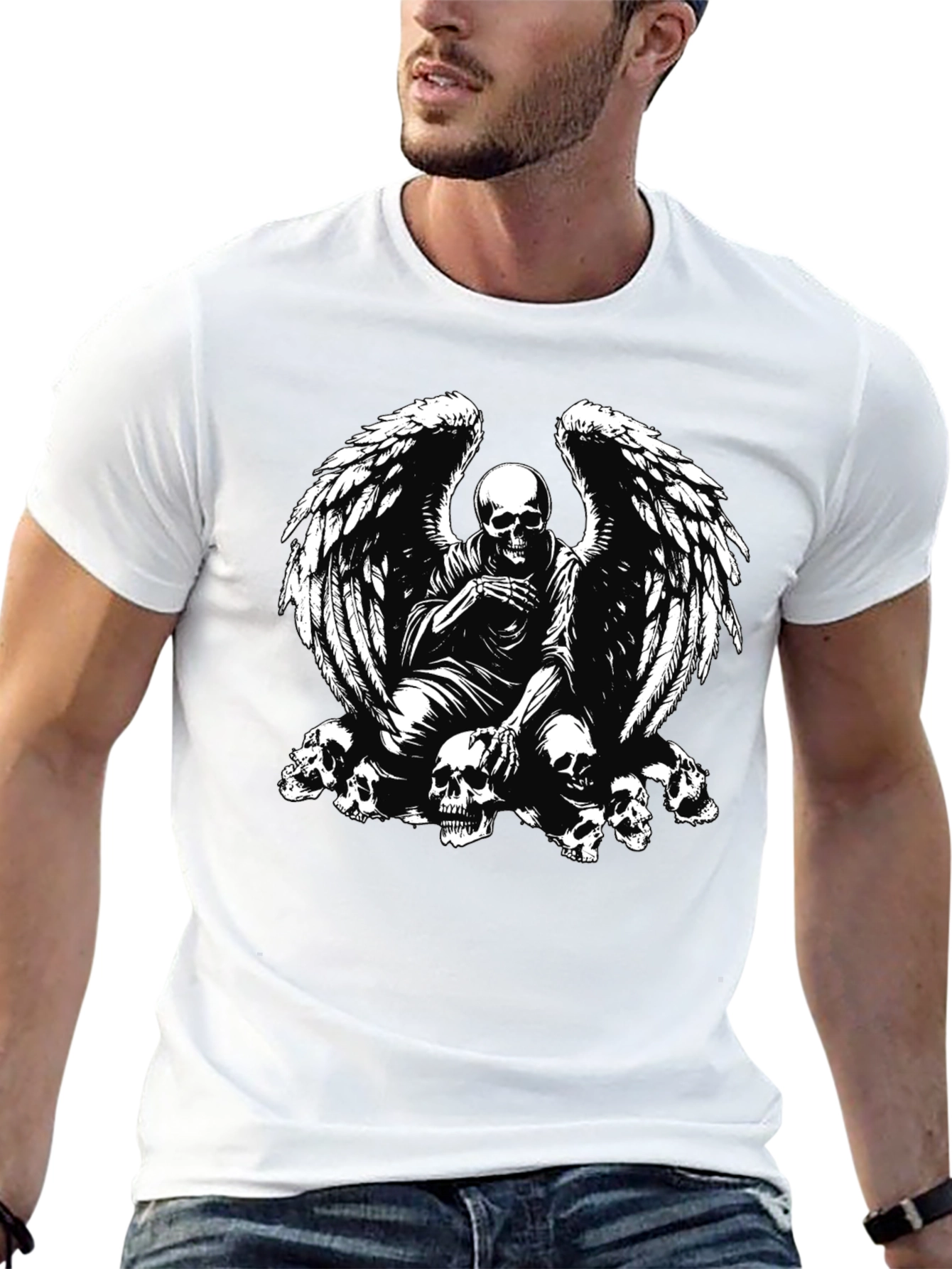 Skull Angel T-Shirt - Edgy Gothic Design