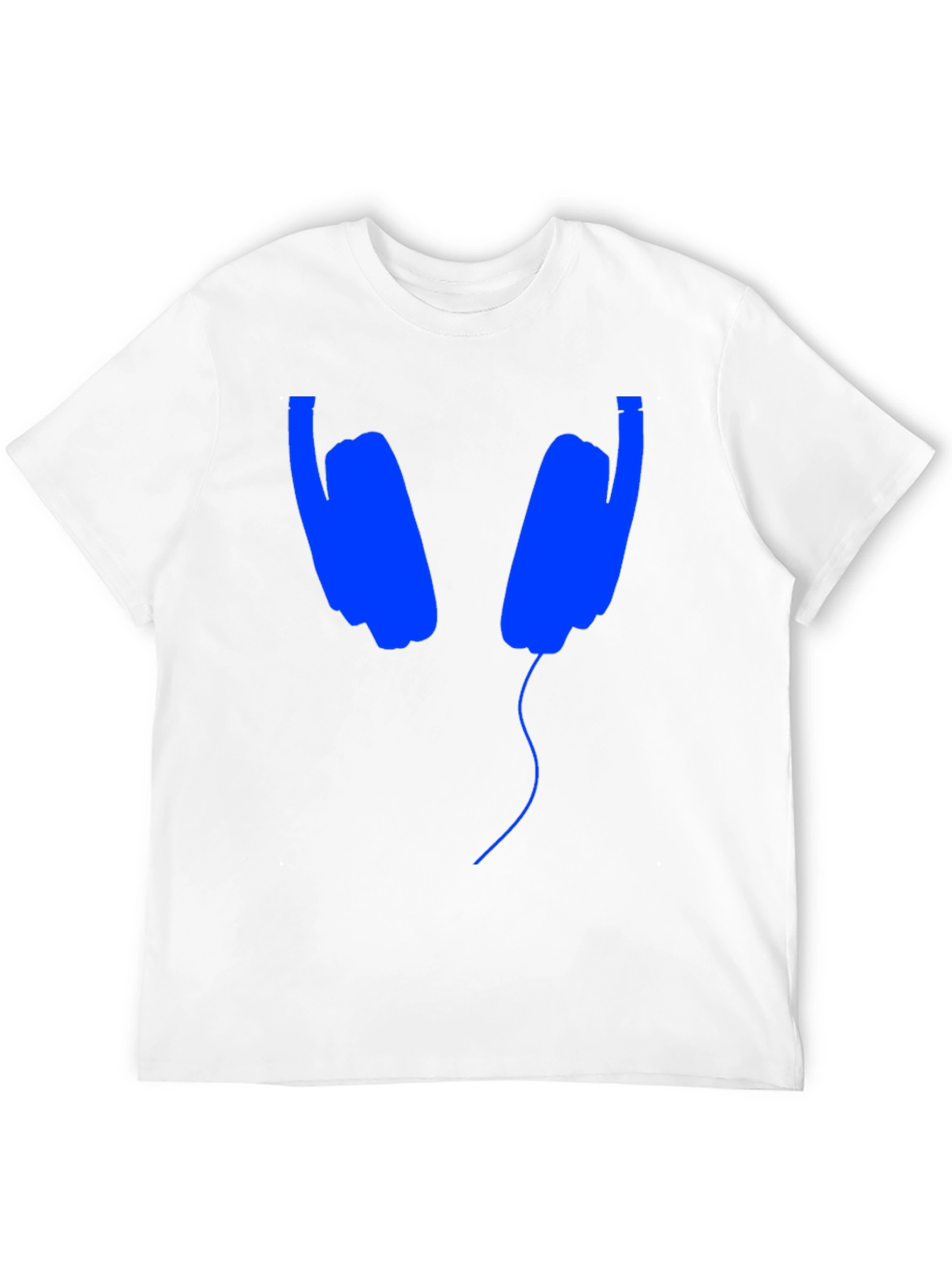 Blue Headphones Graphic Black T-Shirt