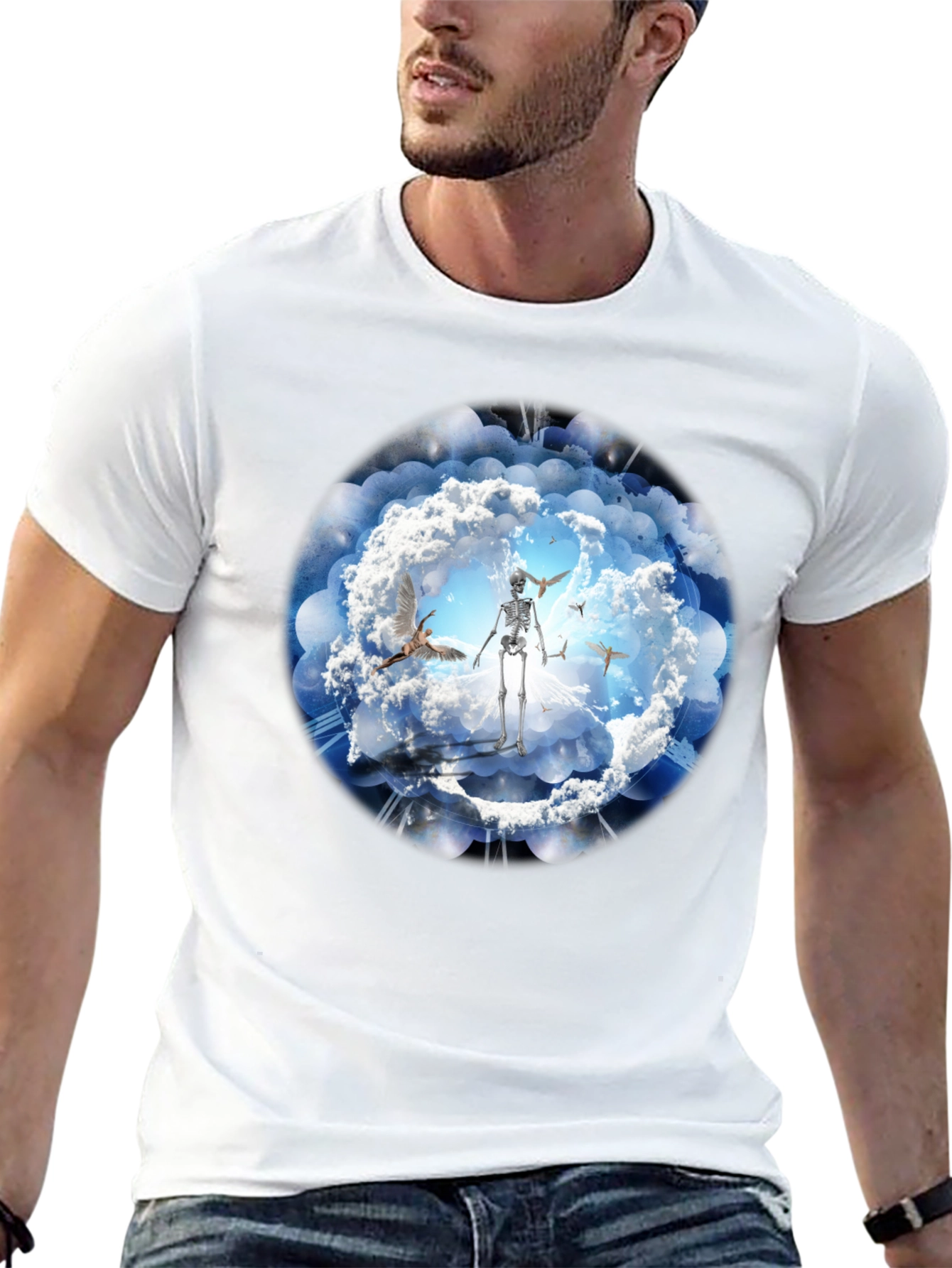 Cloud Skeleton T-Shirt - Death Among Clouds