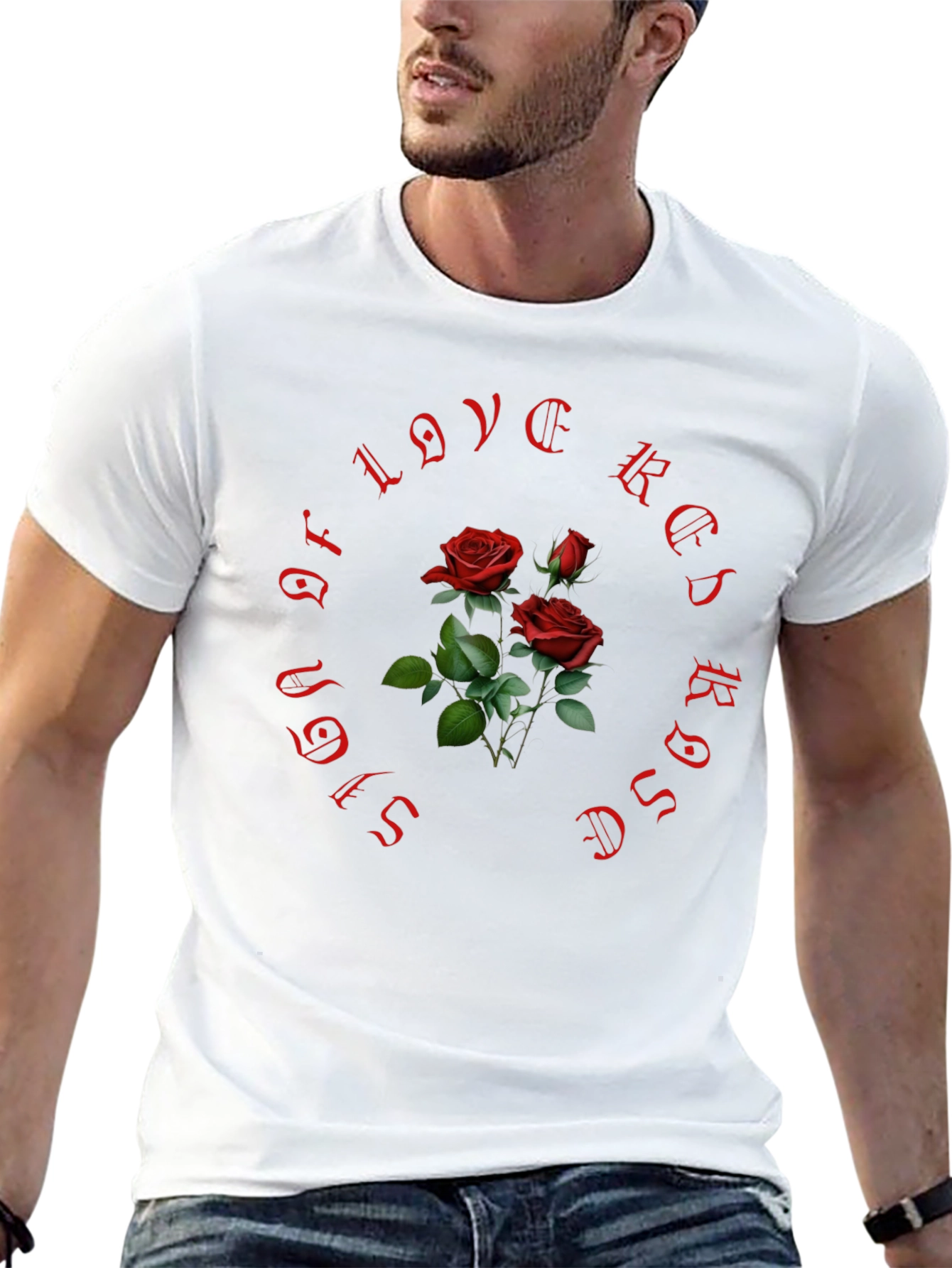 Red Roses of Love Black T-Shirt