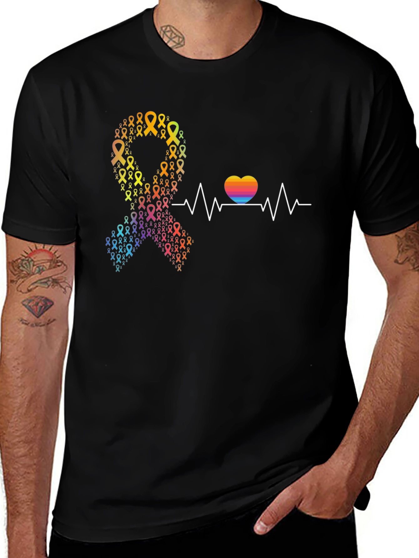 Awareness Ribbon Heartbeat T-Shirt