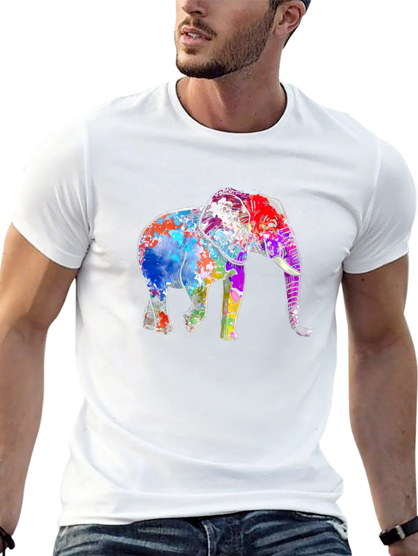 Colorful Elephant Graphic T-Shirt