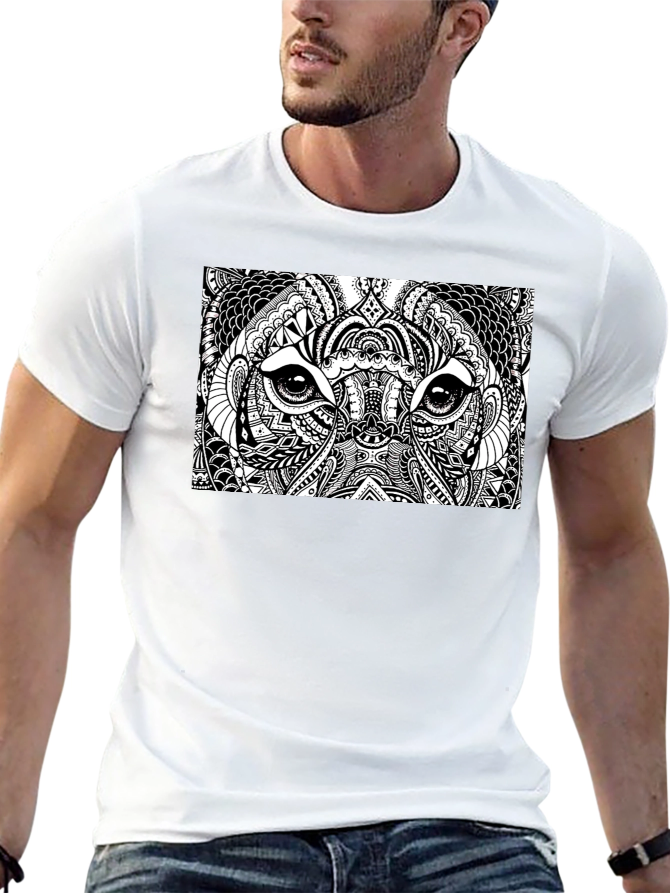 Abstract Animal Print Black T-Shirt