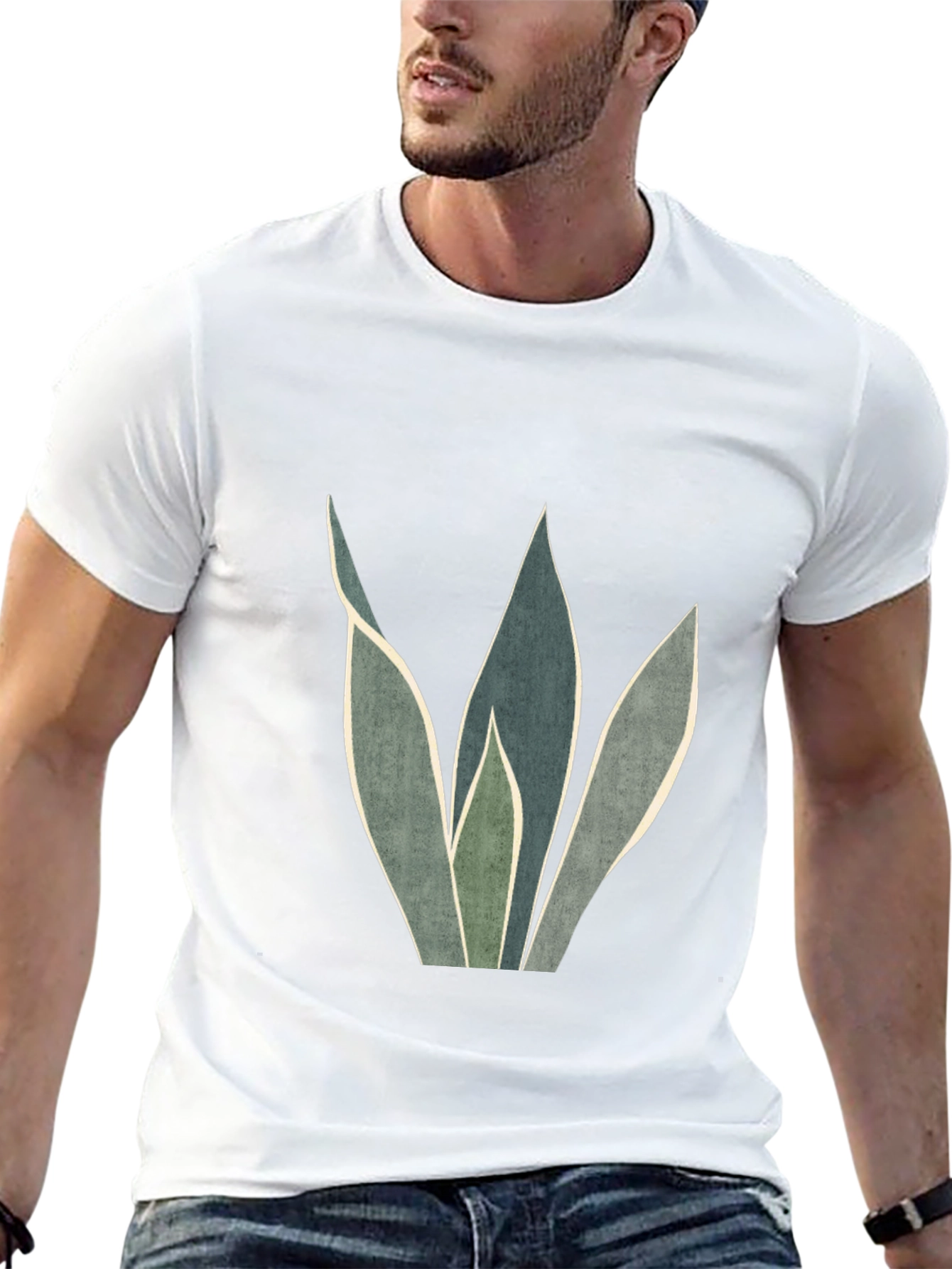 Modern Plant Graphic Black T-Shirt