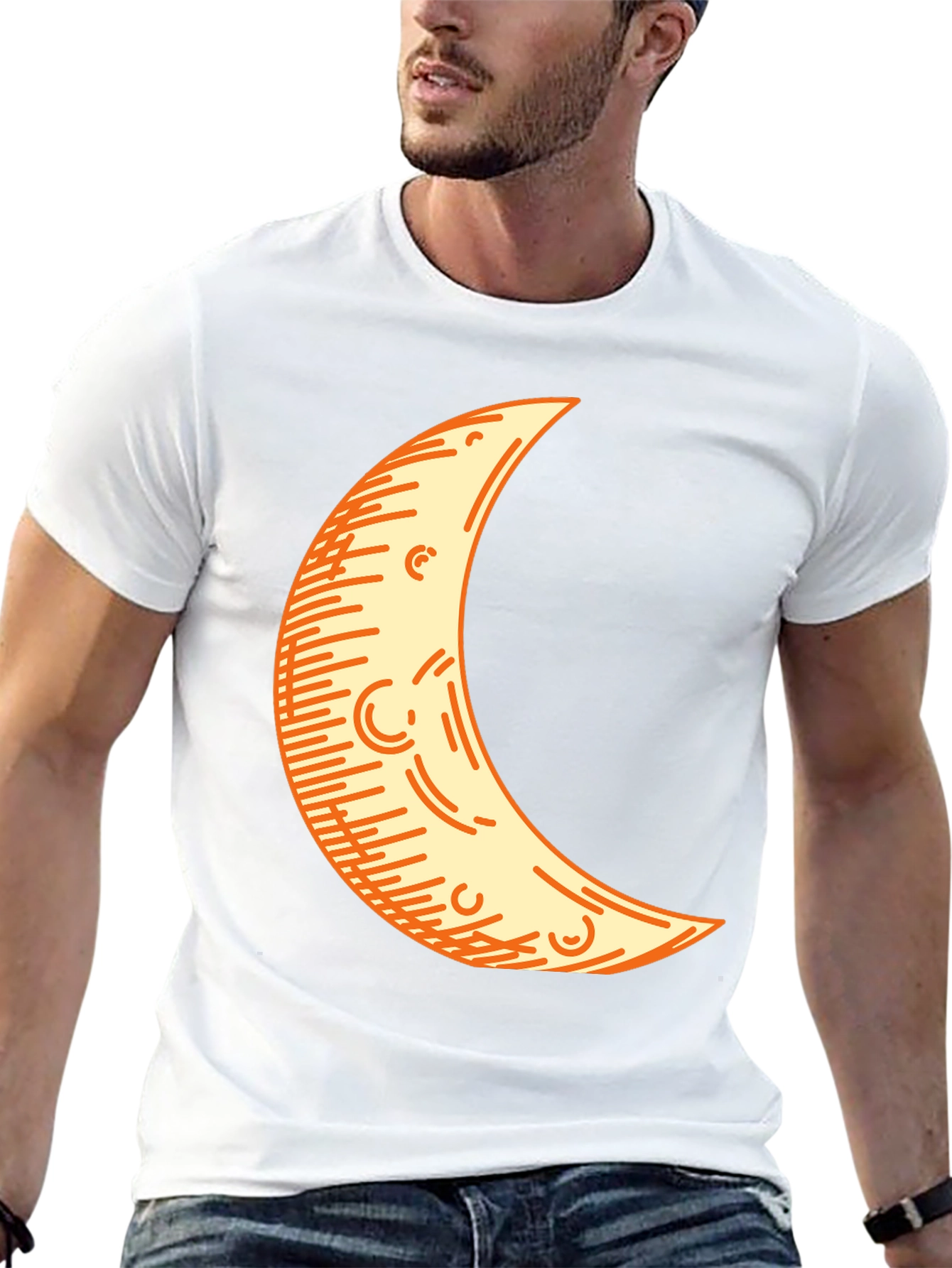 Crescent Moon Graphic Tee - Black Cotton Blend Shirt