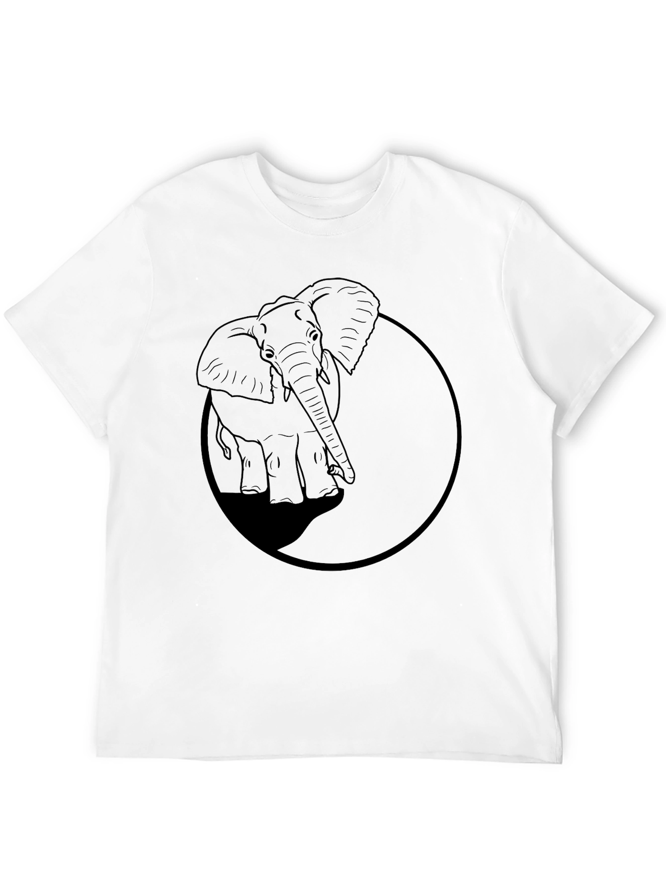 Elephant Graphic Tee - Black Cotton Casual Shirt