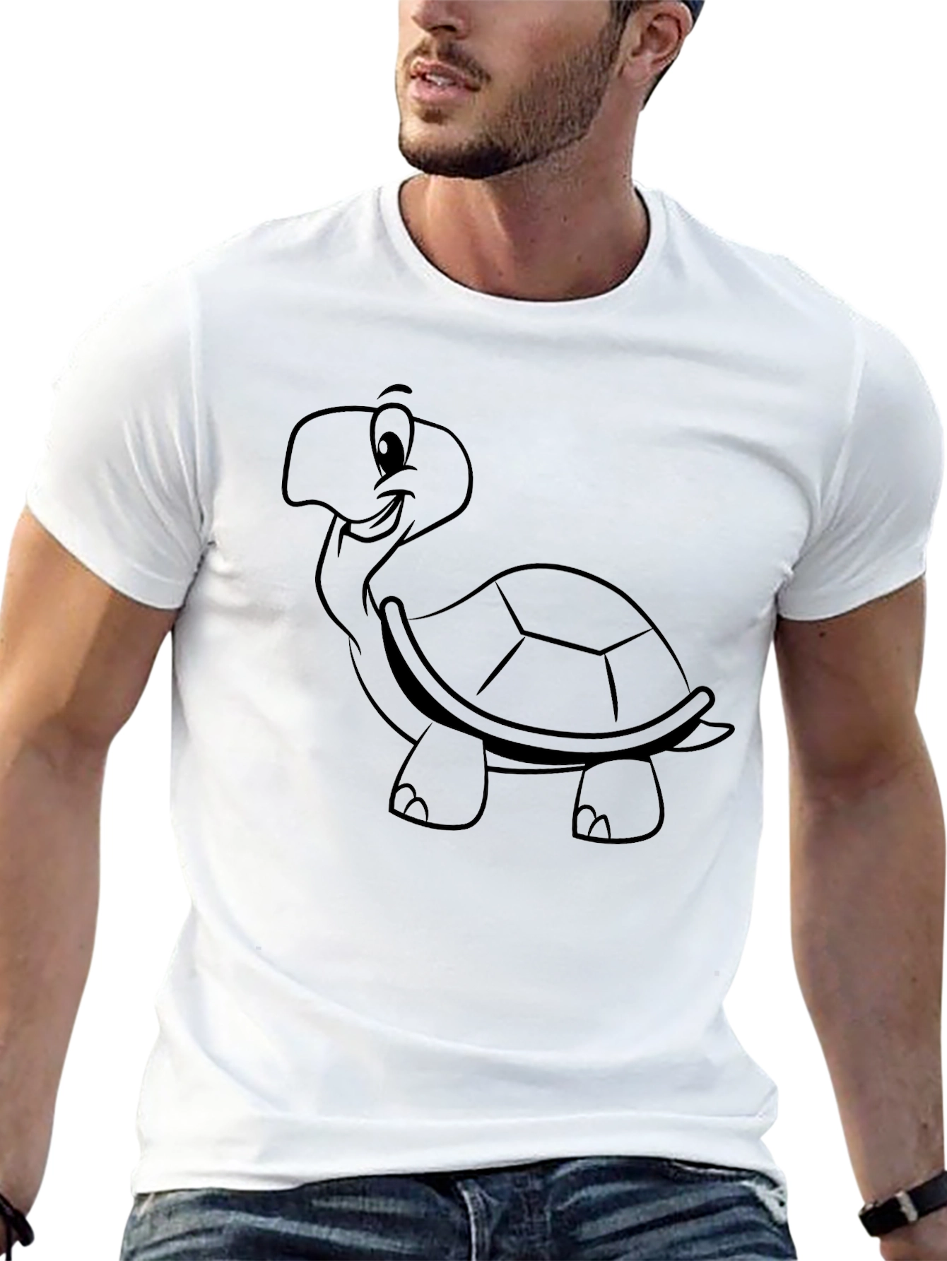 Cartoon Turtle Graphic Tee - Black Casual Wear