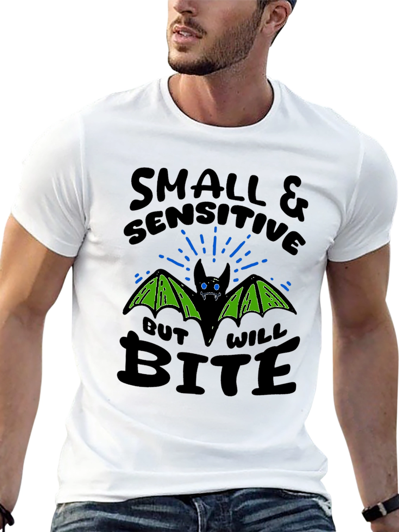 Small & Sensitive Bite Bat Graphic T-Shirt