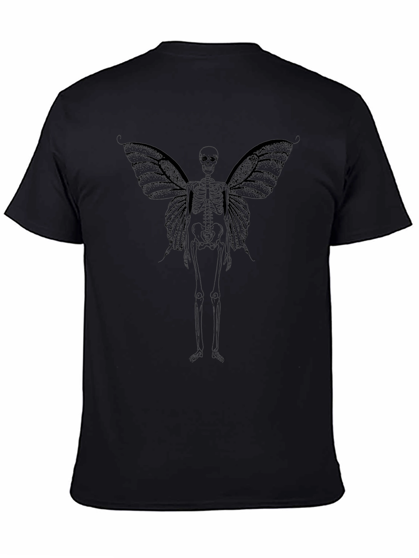 Skeleton Butterfly Wings Black Graphic Tee