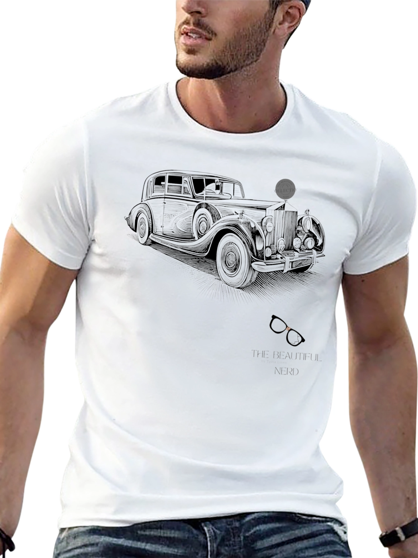 Classic Car & Spectacles Black T-Shirt