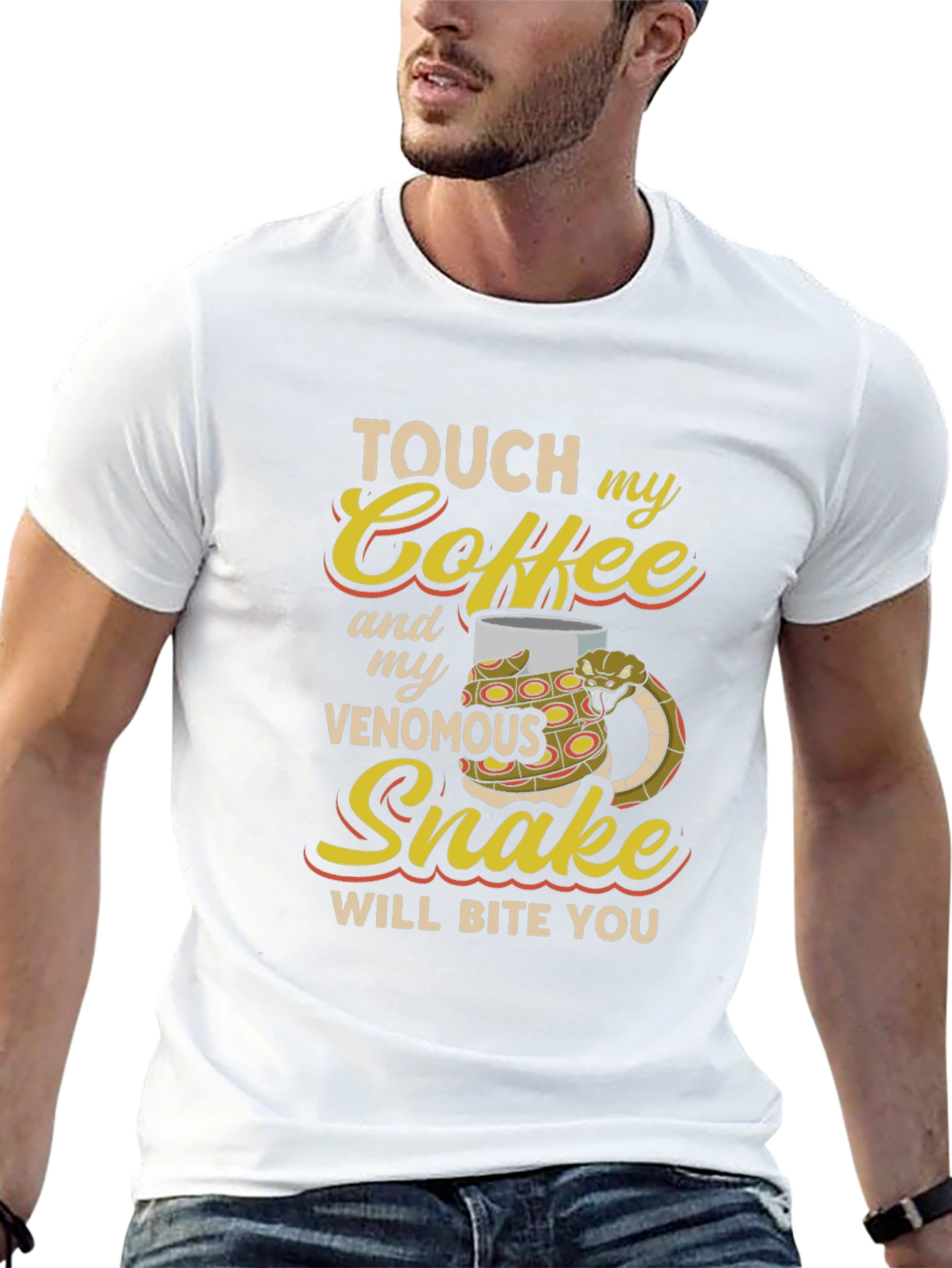 Coffee & Snake Graphic Tee - Venomous Humor!