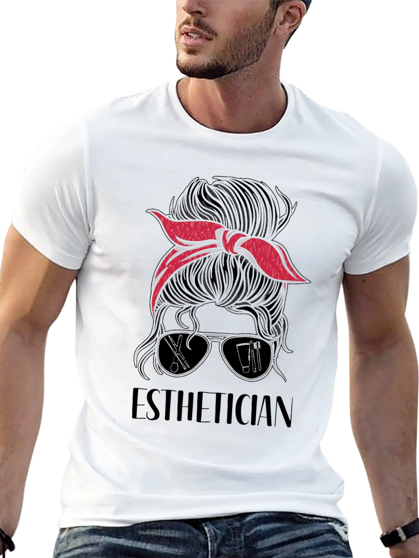 Esthetician Messy Bun Graphic Tee - Salon & Beauty
