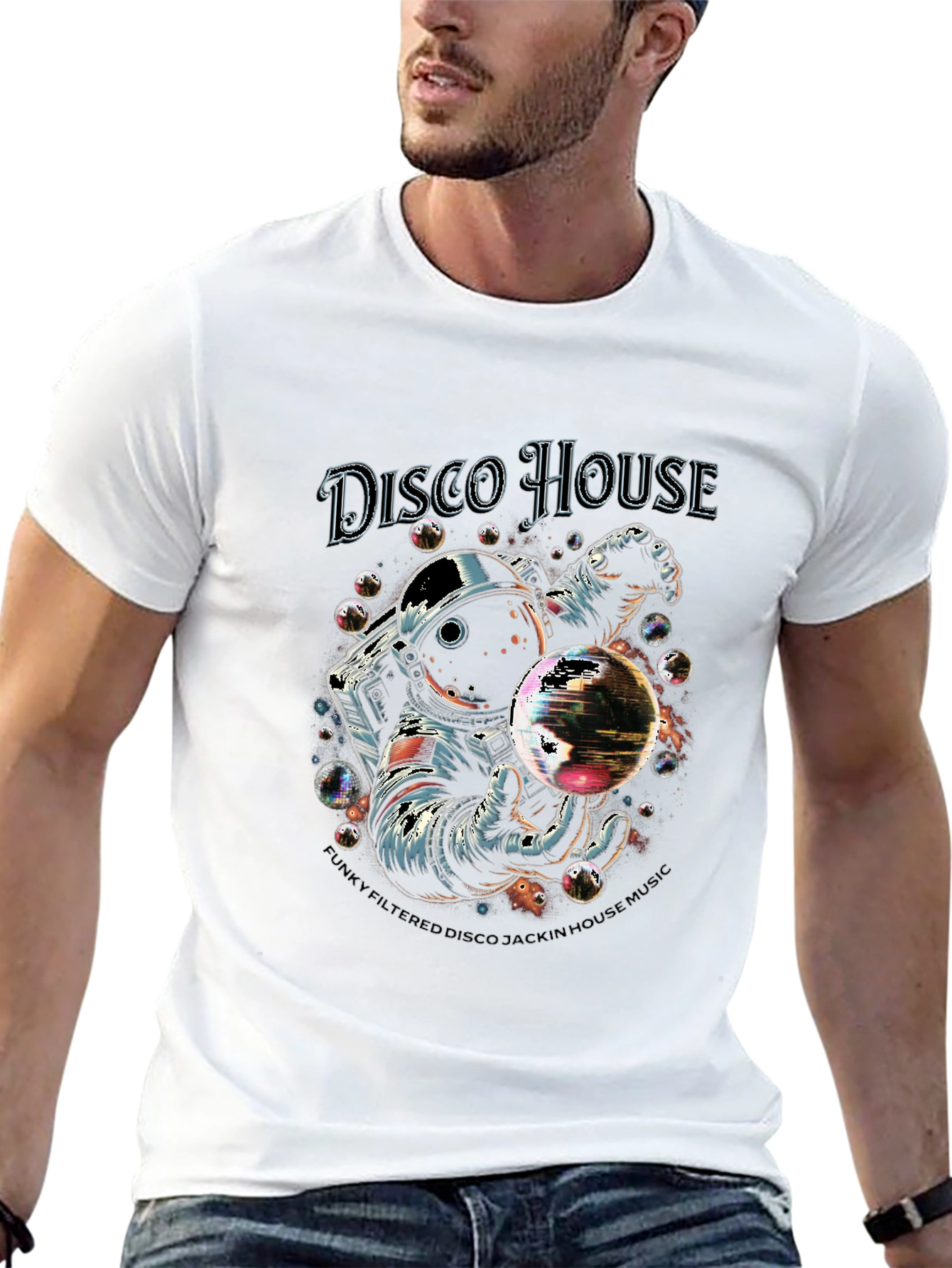 Disco House Astronaut Graphic T-Shirt