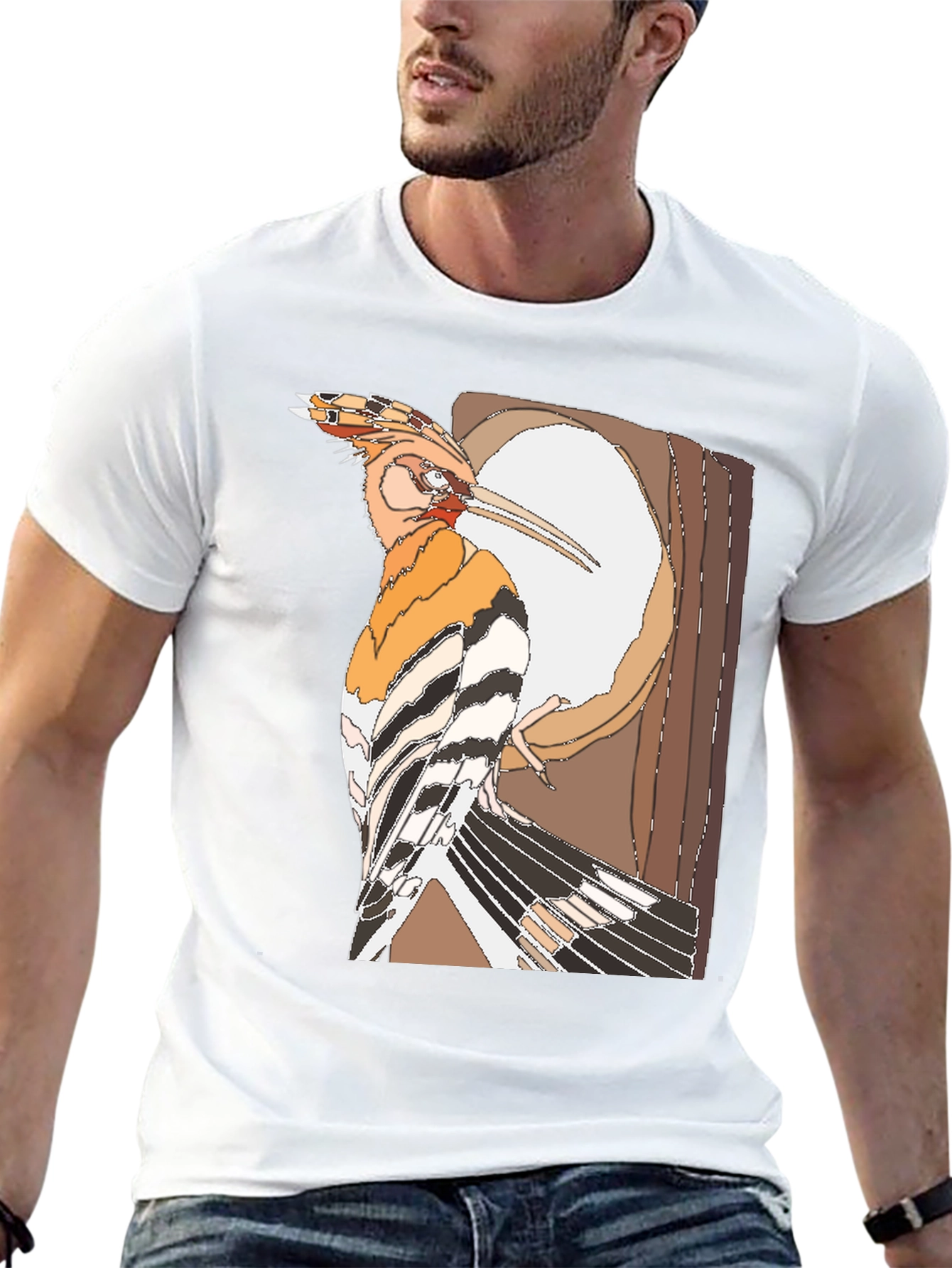 Hoopoe Bird Graphic Print Black T-Shirt