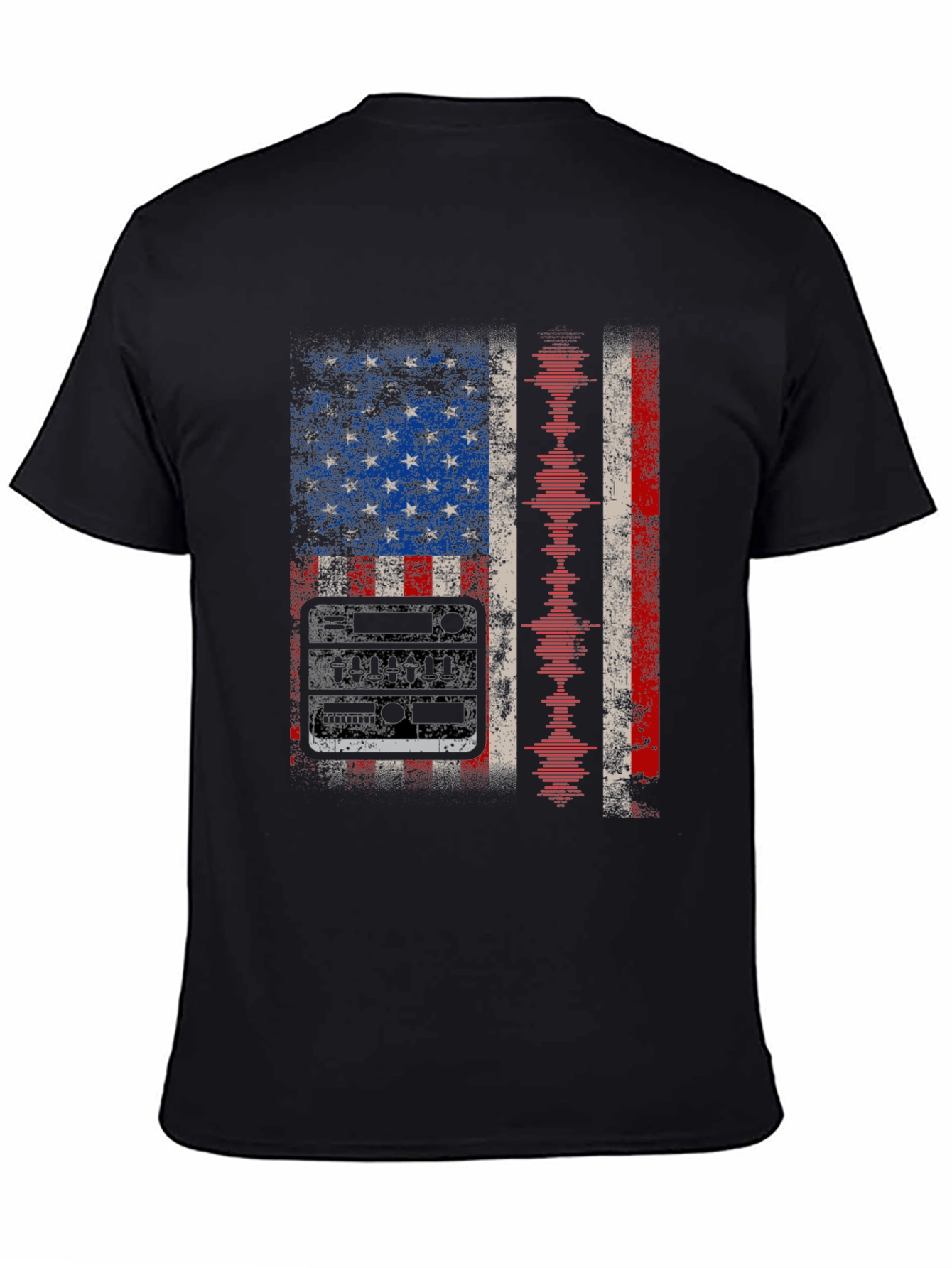 American Flag Audio Waveform T-Shirt