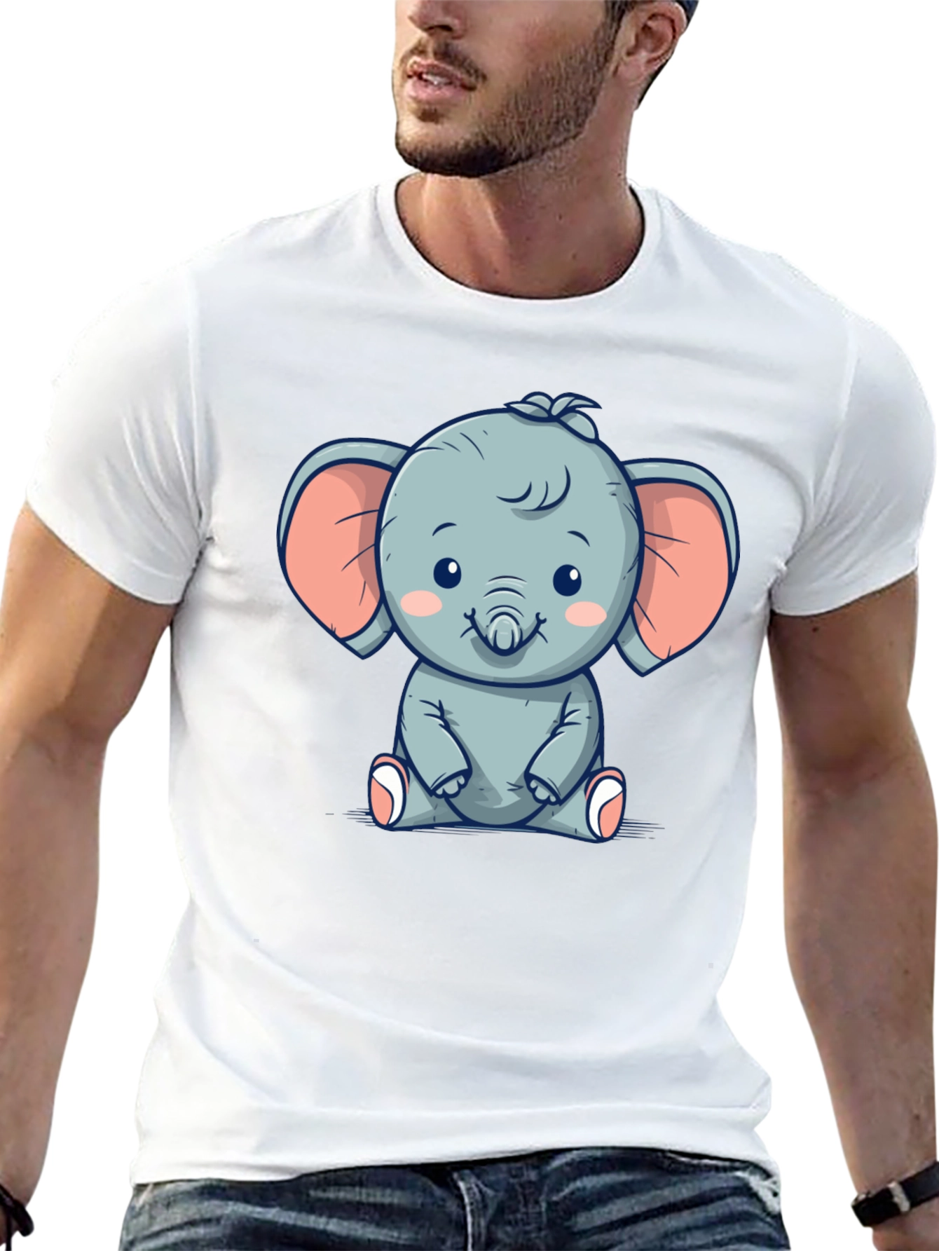 Cute Elephant Graphic Black T-Shirt