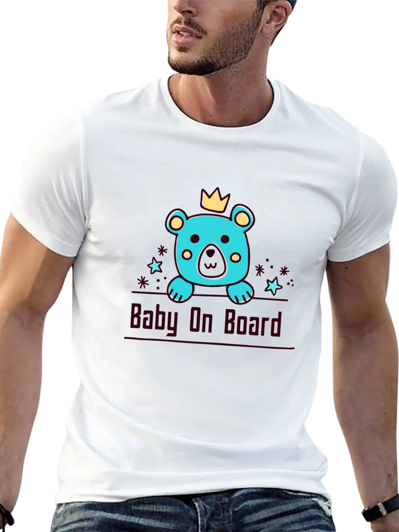 Baby On Board Bear Graphic Tee - Black