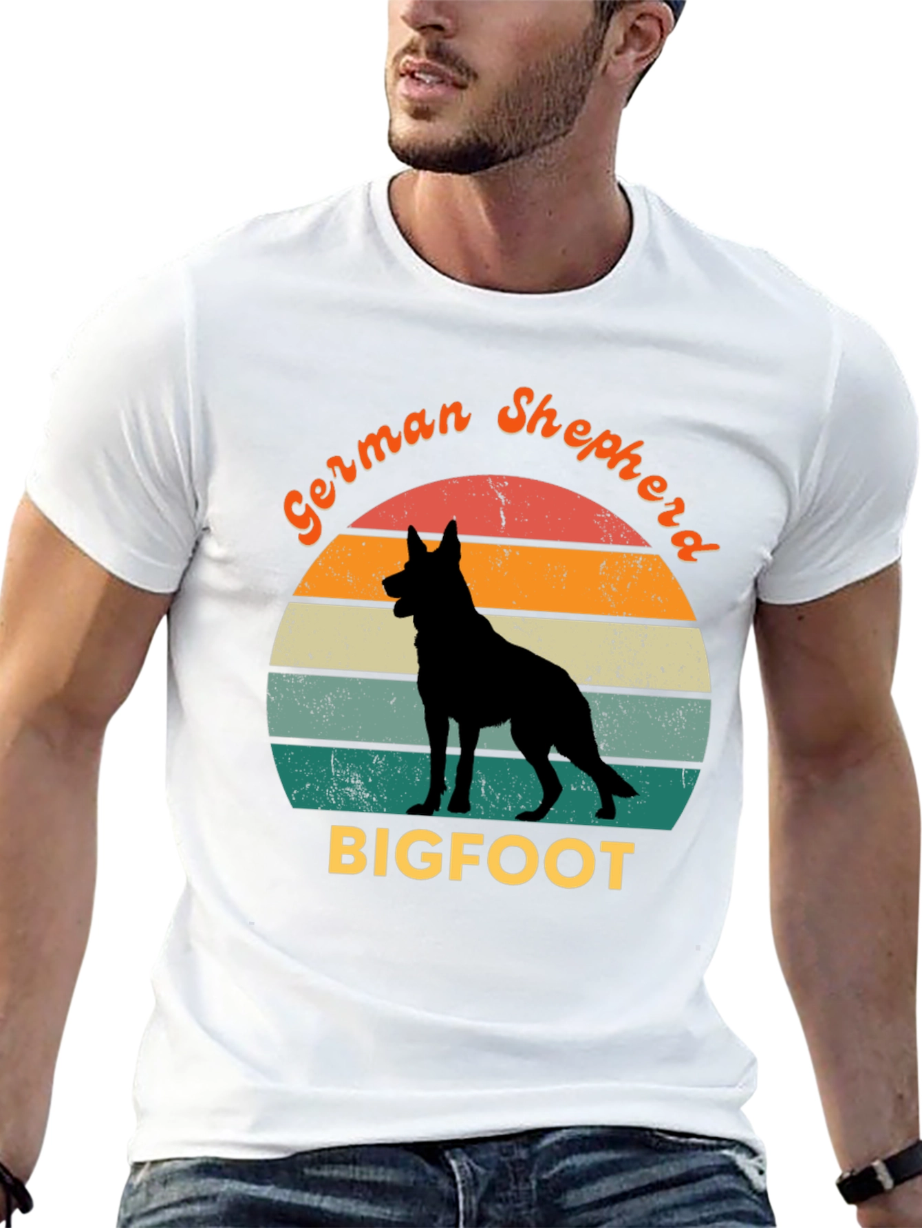 German Shepherd Bigfoot Retro T-Shirt