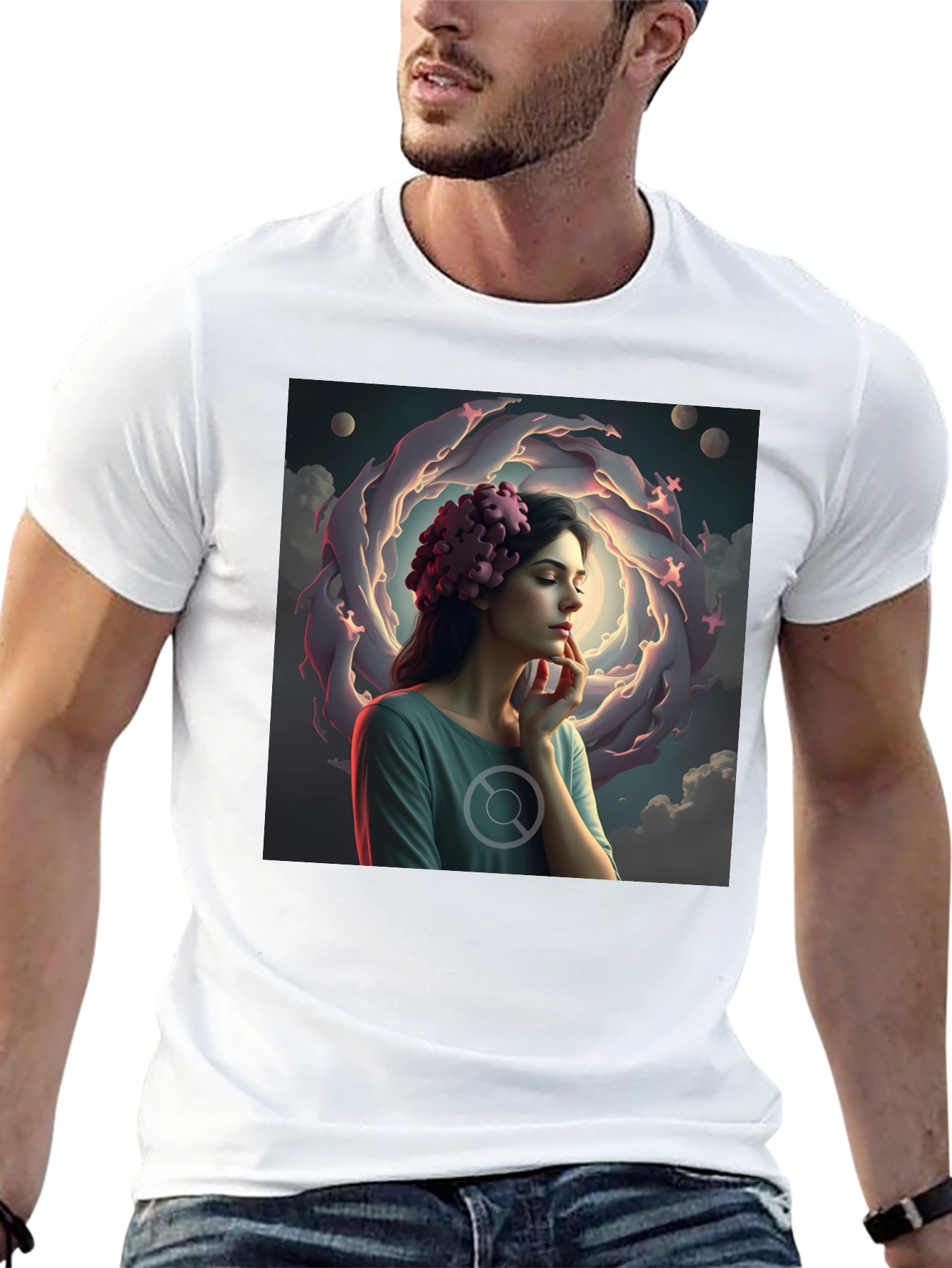 Artistic Dreamscape Graphic Tee - Black