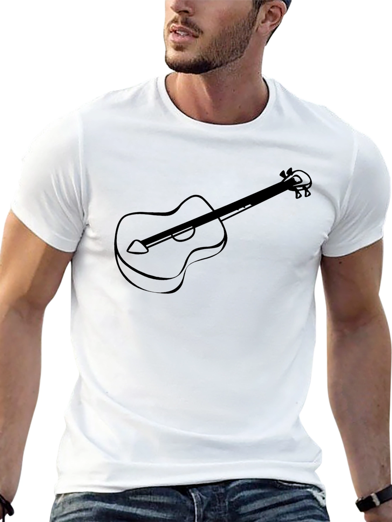 Black Guitar Graphic Tee - Mens Short Sleeve