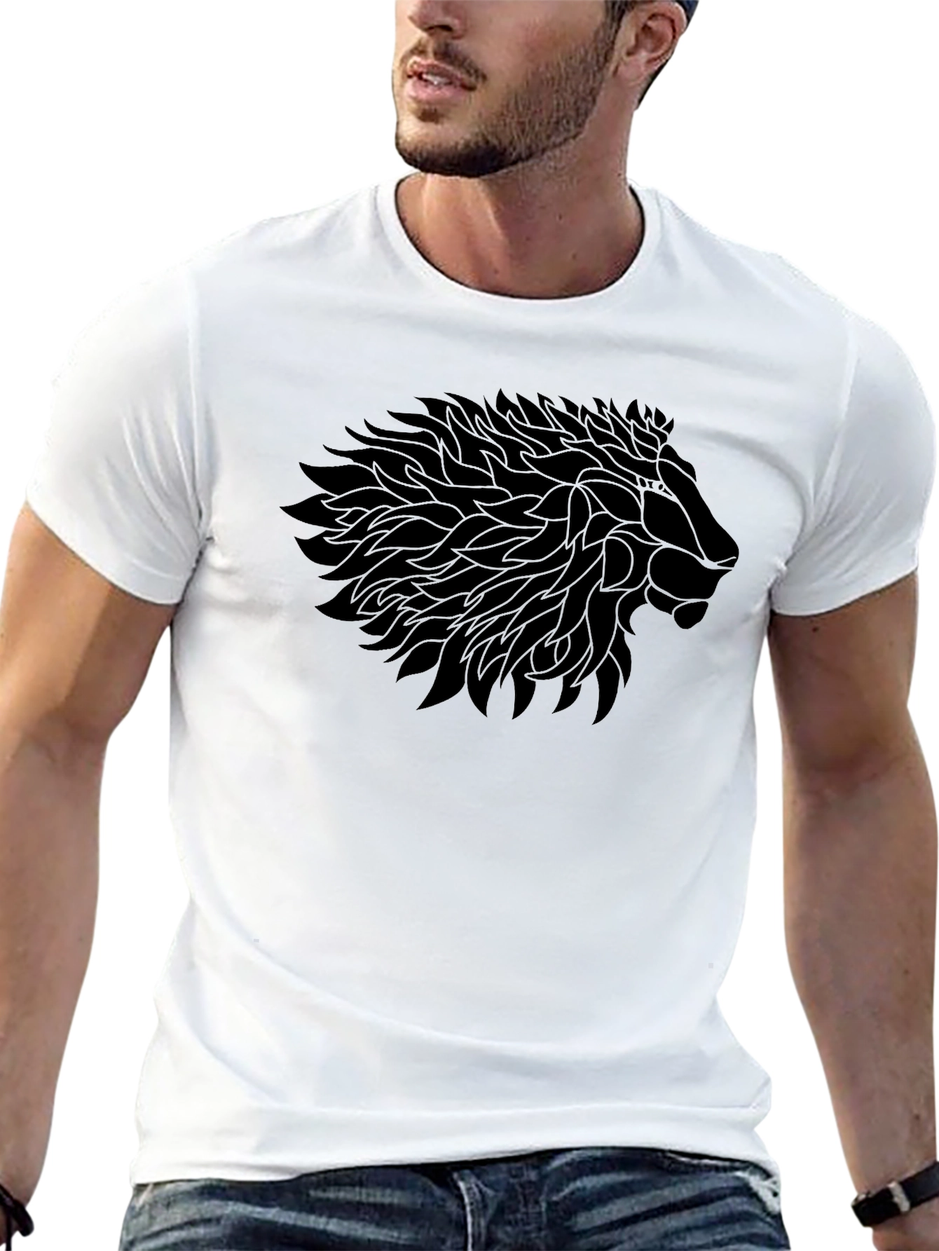 Lion Head Graphic Black T-Shirt