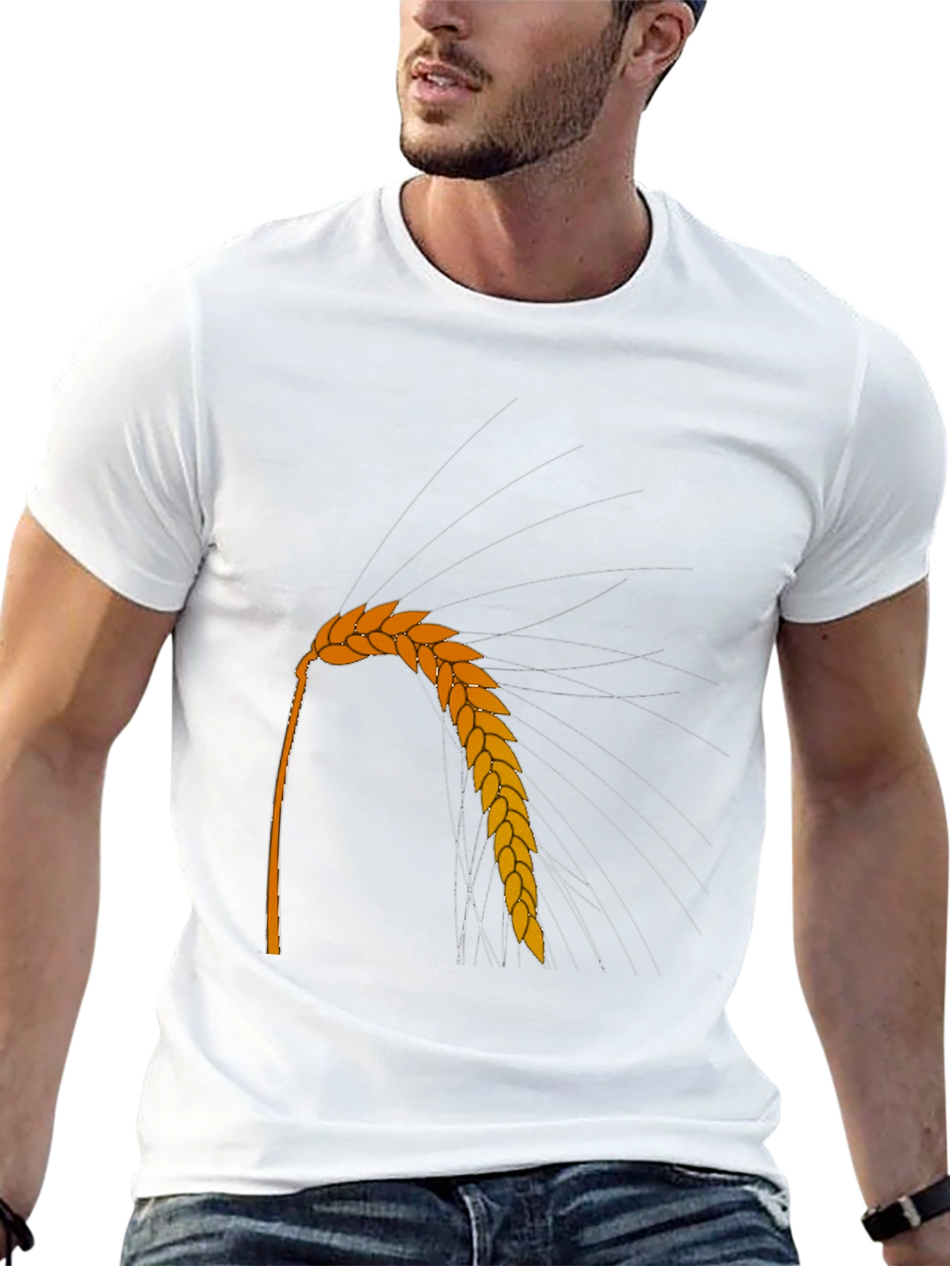 Wheat Graphic Tee - Black Crew Neck Casual Style