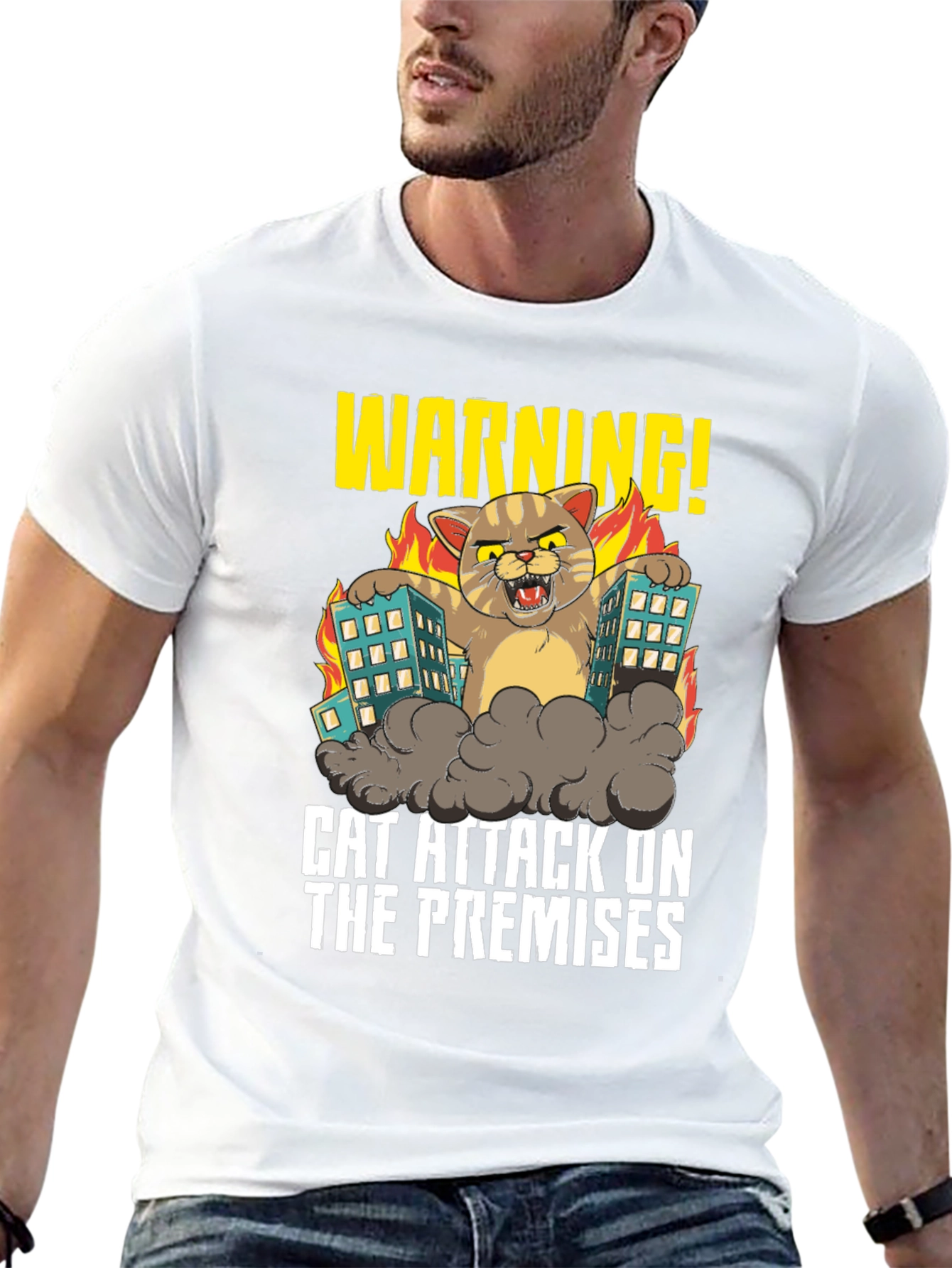 Warning! Cat Attack T-Shirt - Funny Graphic Tee
