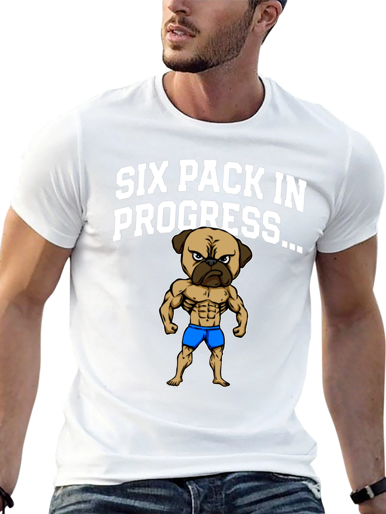 Six Pack Pug T-Shirt - Funny Workout Shirt