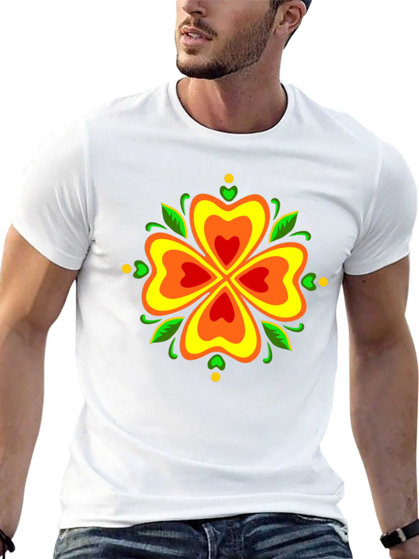 Floral Clover Graphic Tee - Stylish Black T-Shirt