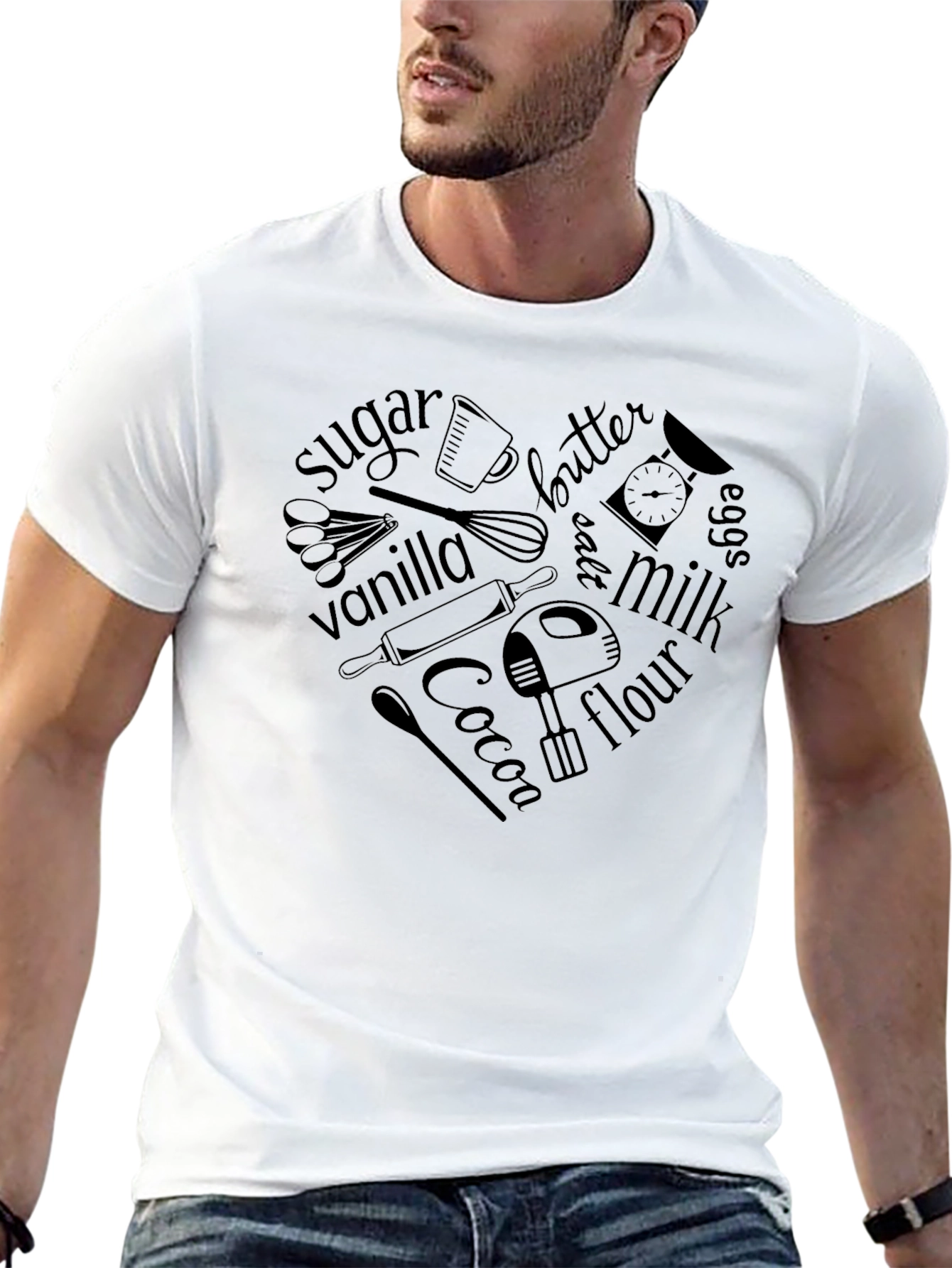 Baking Lovers Heart T-Shirt - Baker Ingredients