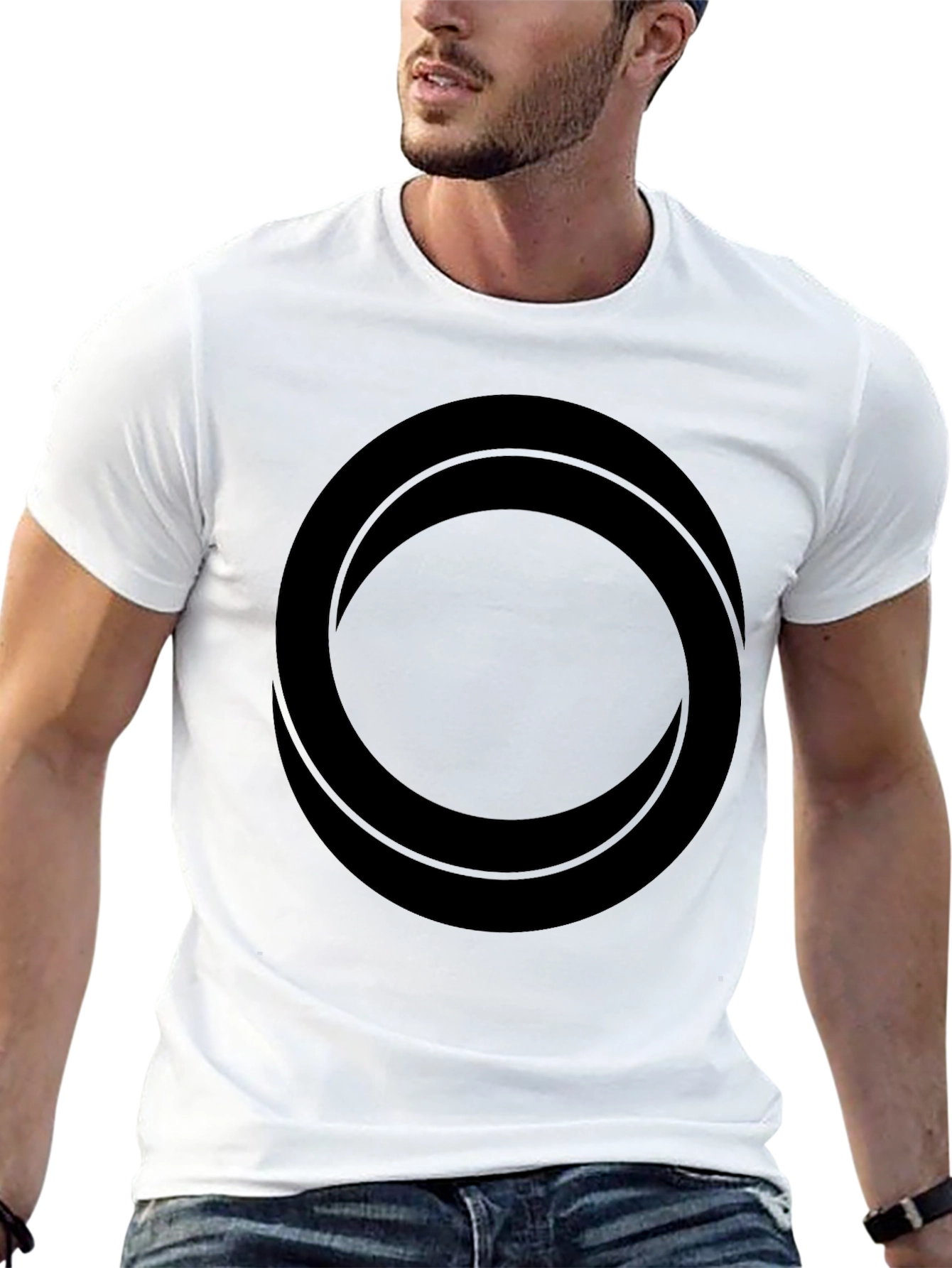 Mens Black Circle Graphic T-Shirt