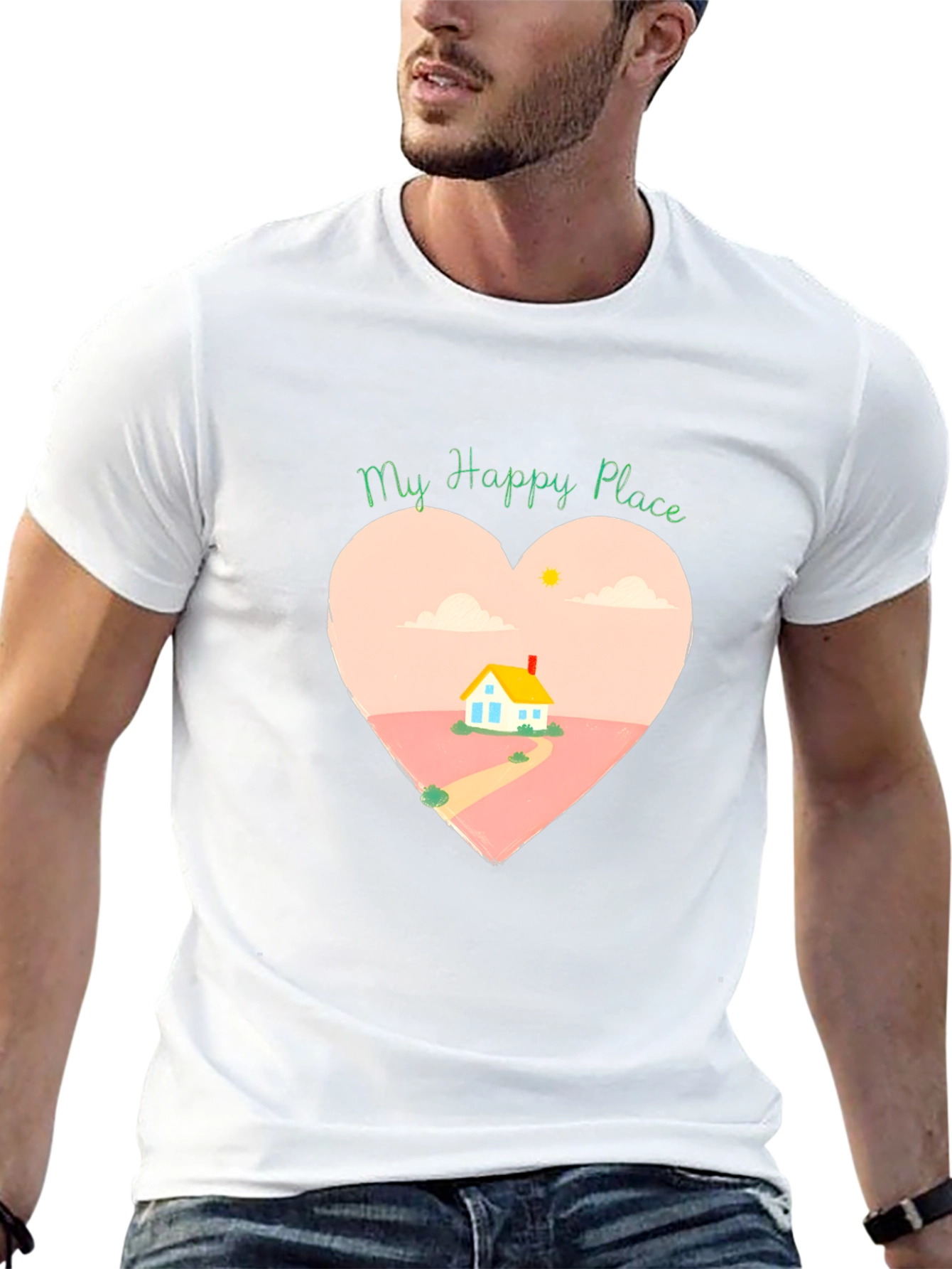 My Happy Place Heart Graphic Tee - Black
