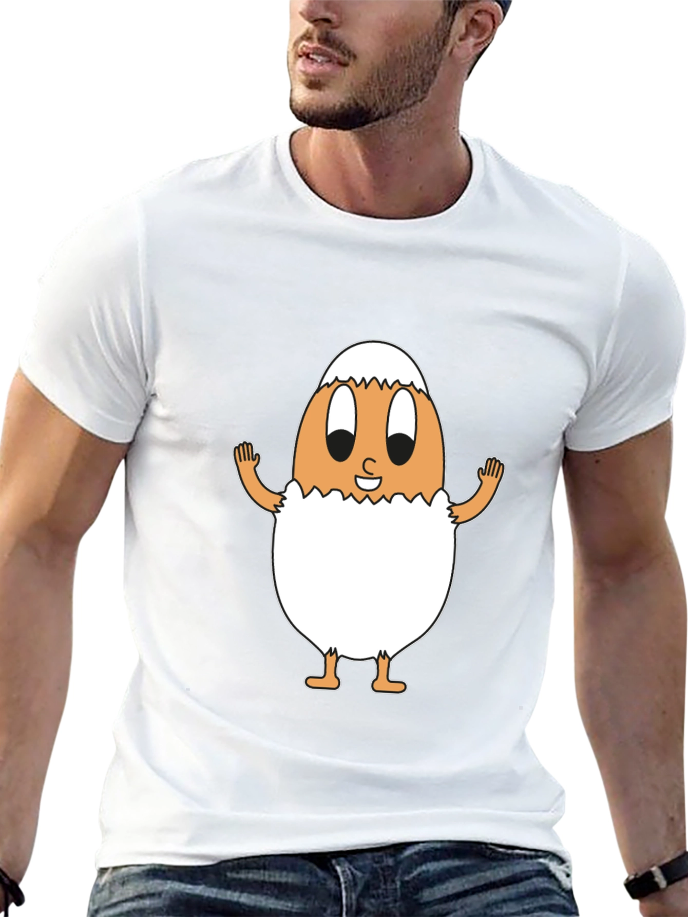 Funny Egg Cartoon Black T-Shirt
