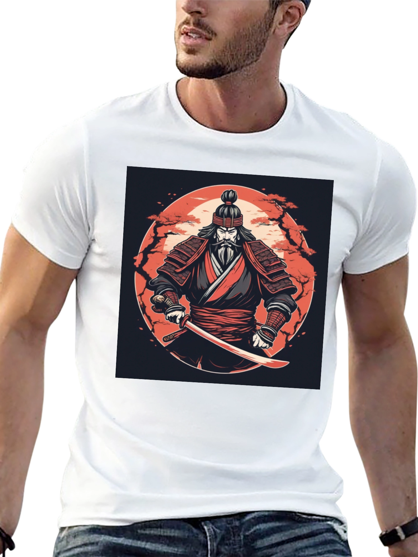 Samurai Warrior Graphic Tee - Black
