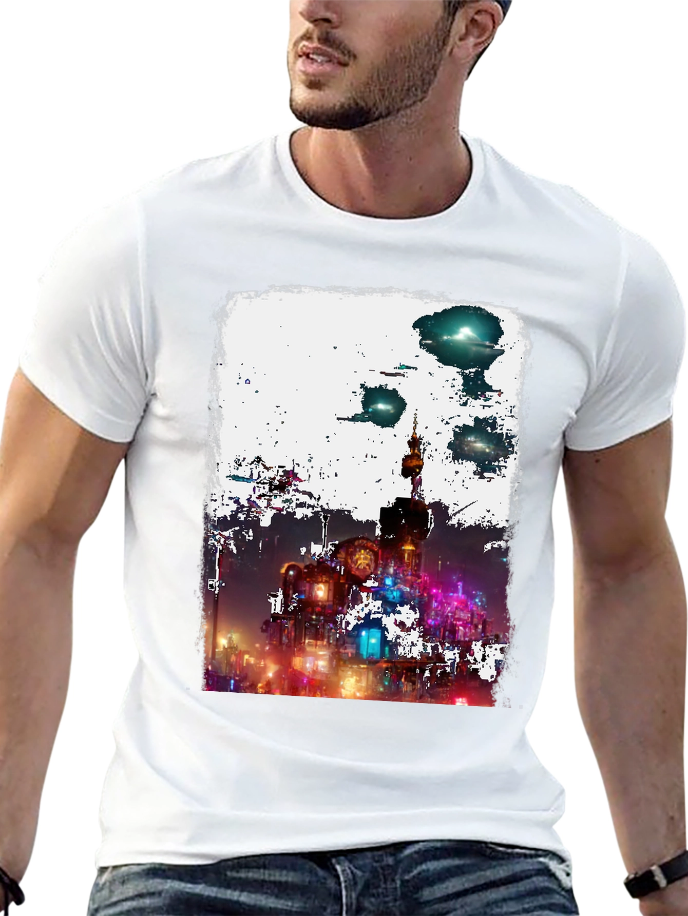 Steampunk Cityscape Graphic Tee