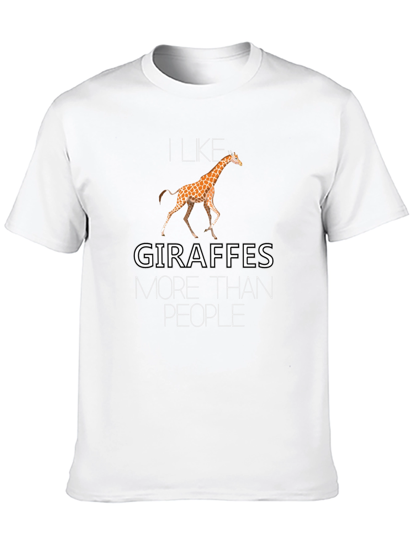I Like Giraffes More Than People Black T-Shirt