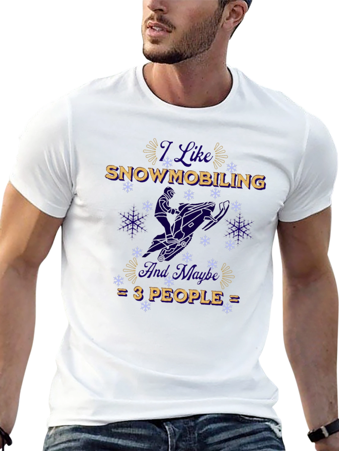 I Like Snowmobiling Funny Winter Black T-Shirt