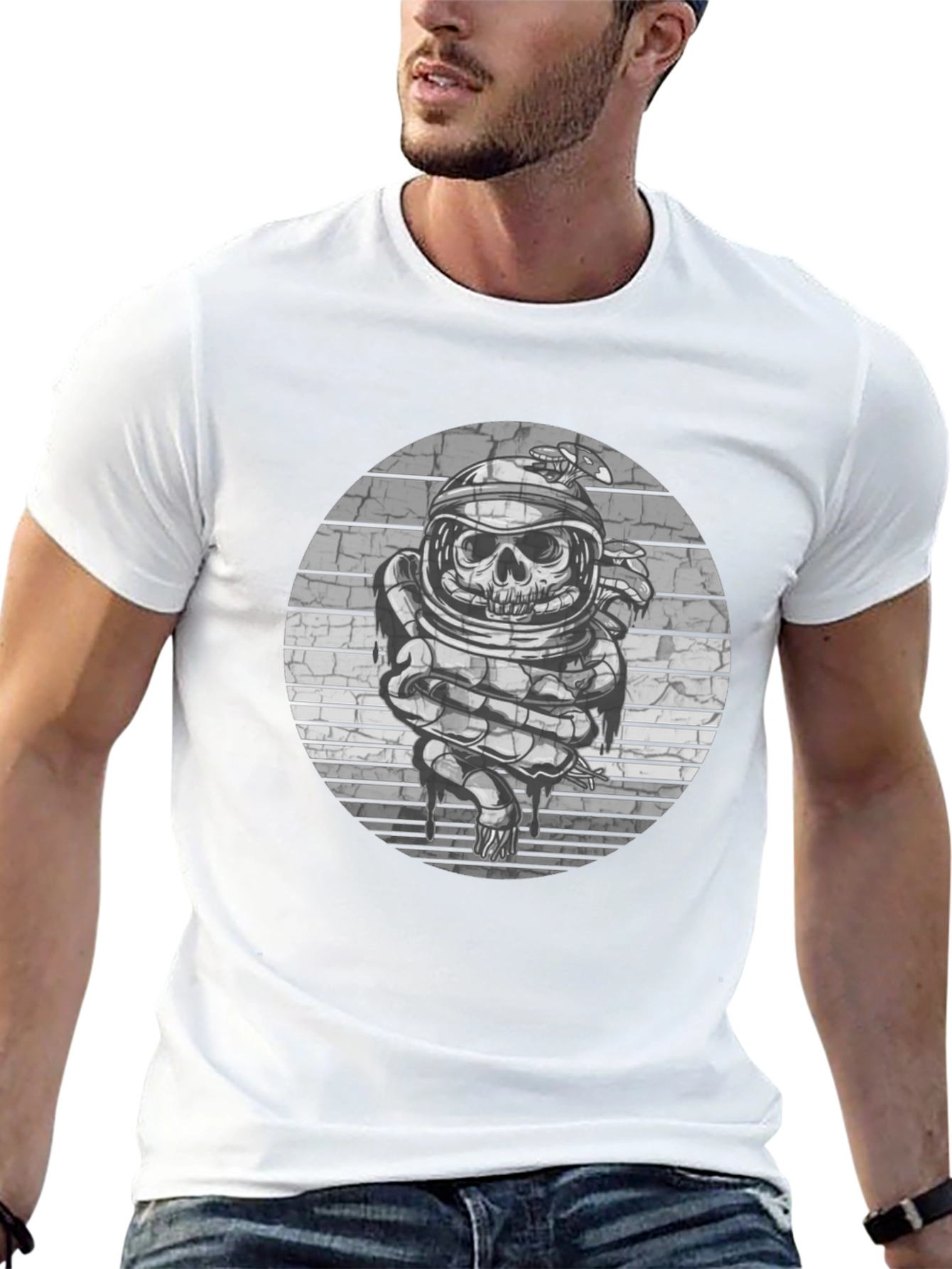 Skull Astronaut Graphic Tee - Black
