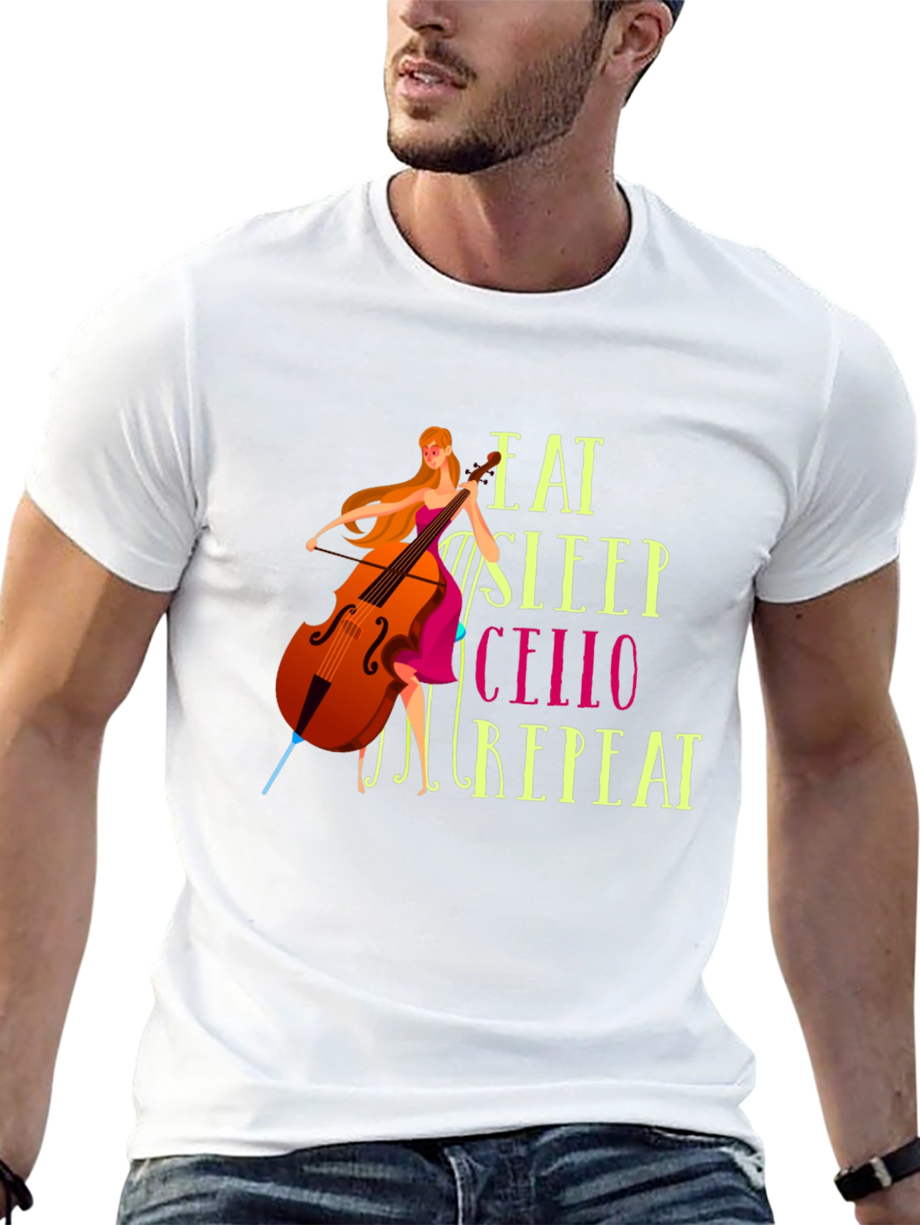 Eat Sleep Cello Repeat Graphic T-Shirt