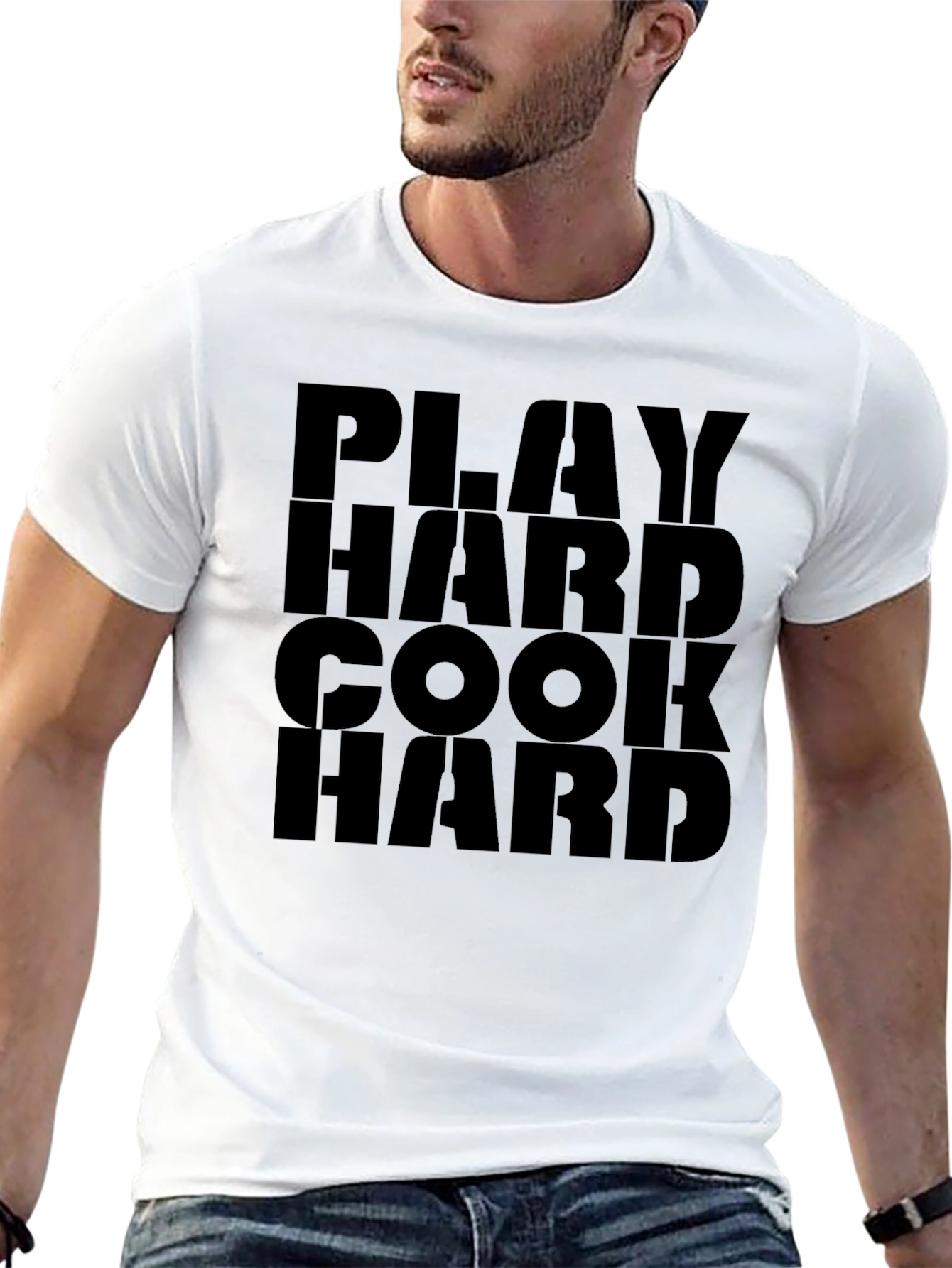 Play Hard Cook Hard Black Graphic Tee