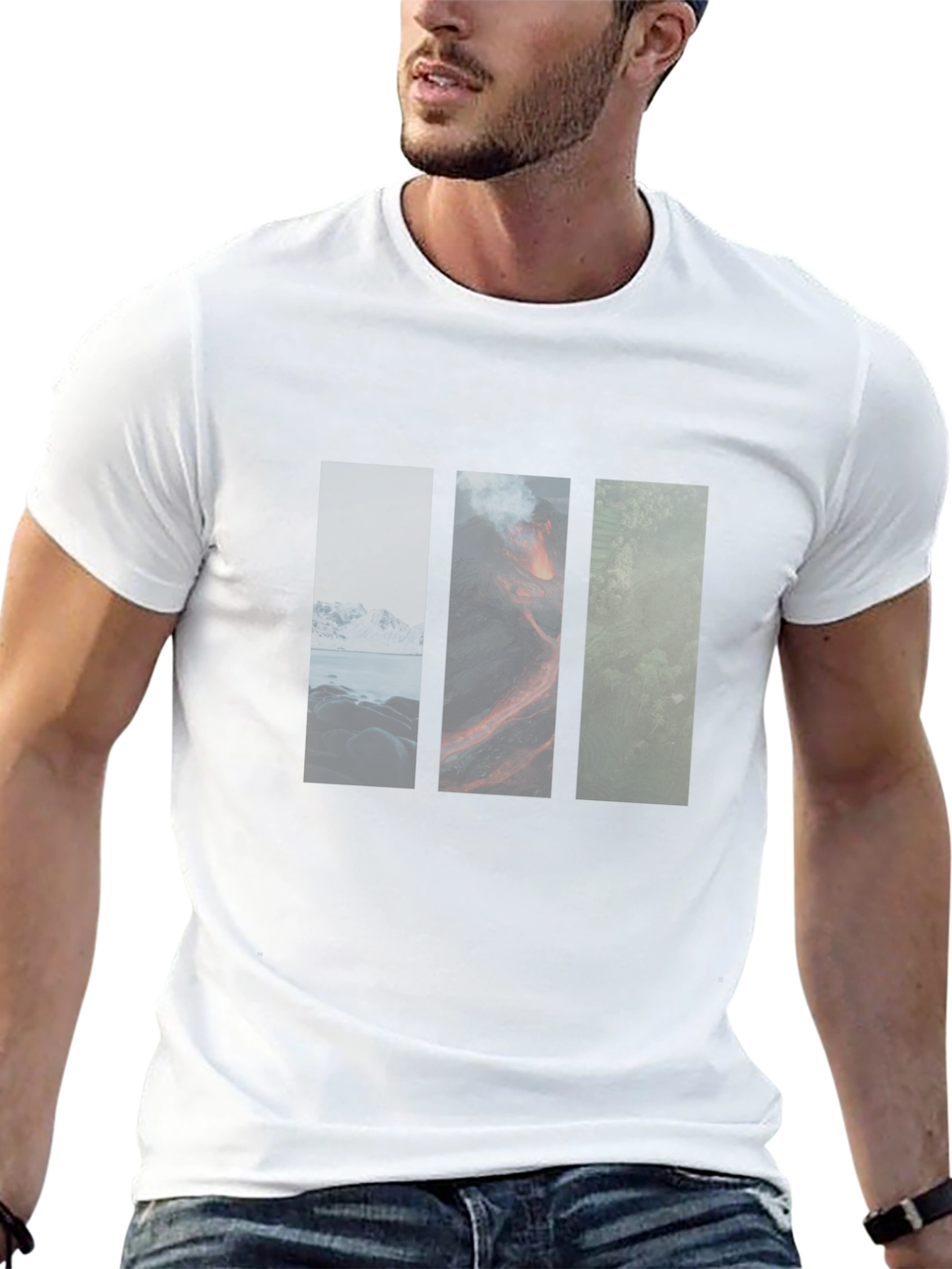 Nature Panels Mens Black T-Shirt