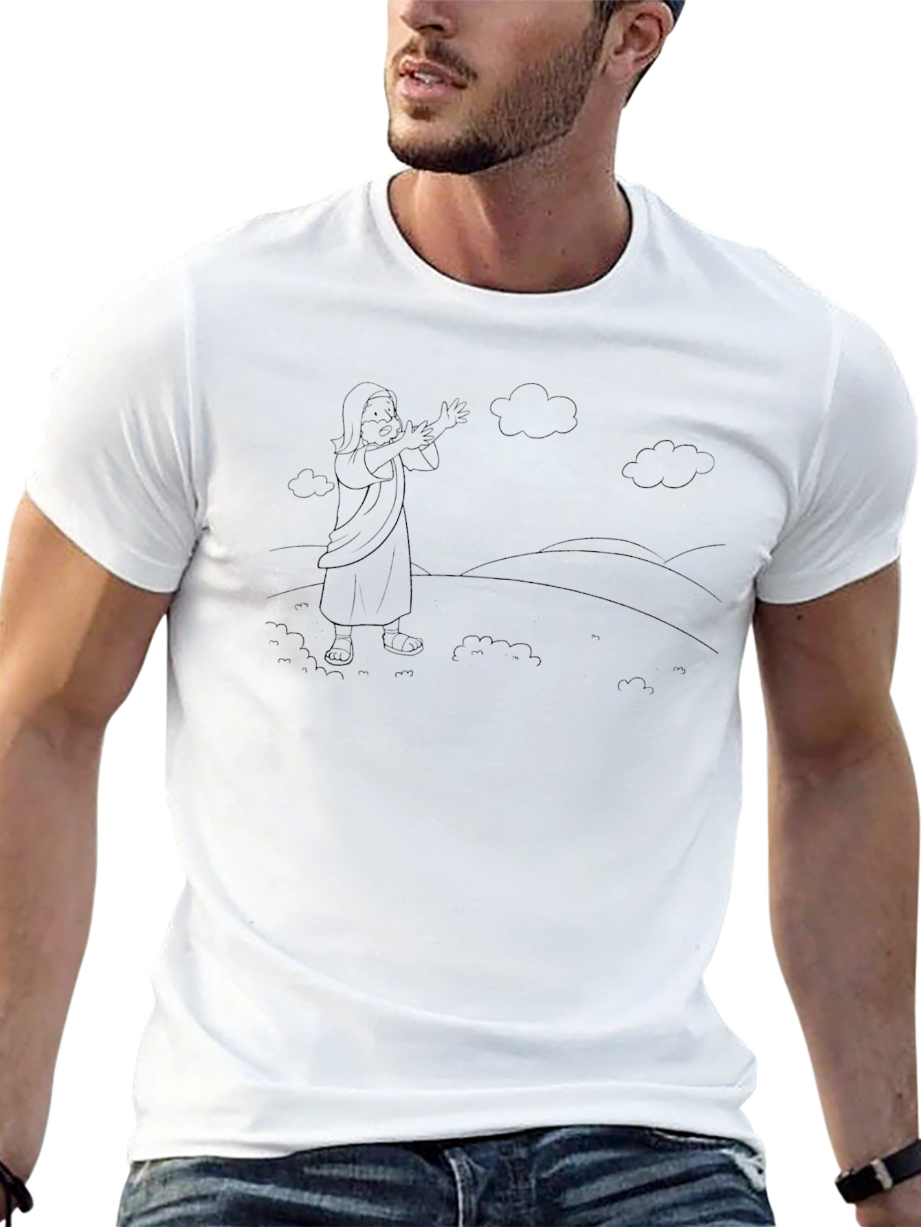 Moses Drawing Black T-Shirt