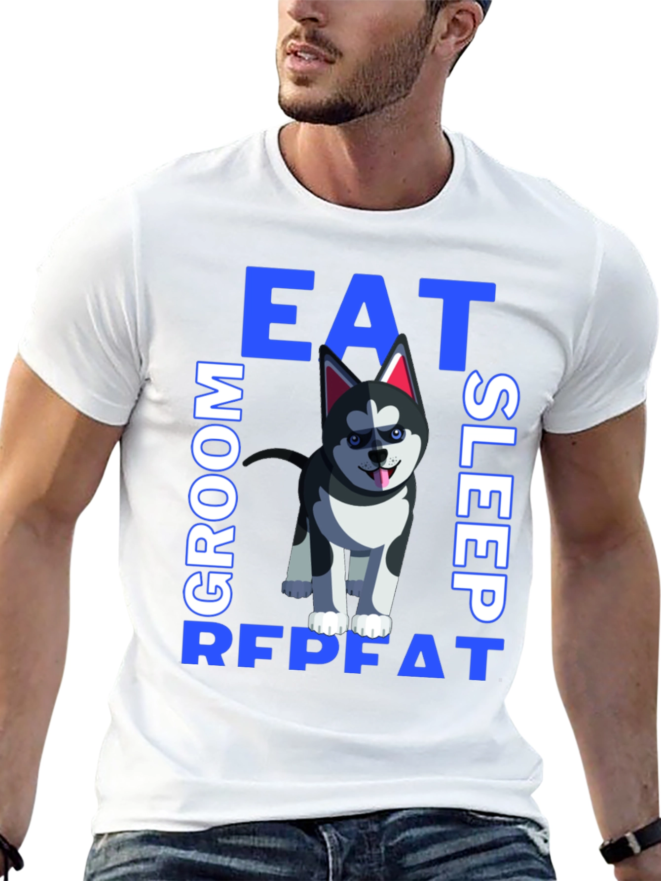 Eat Sleep Groom Repeat Dog T-Shirt
